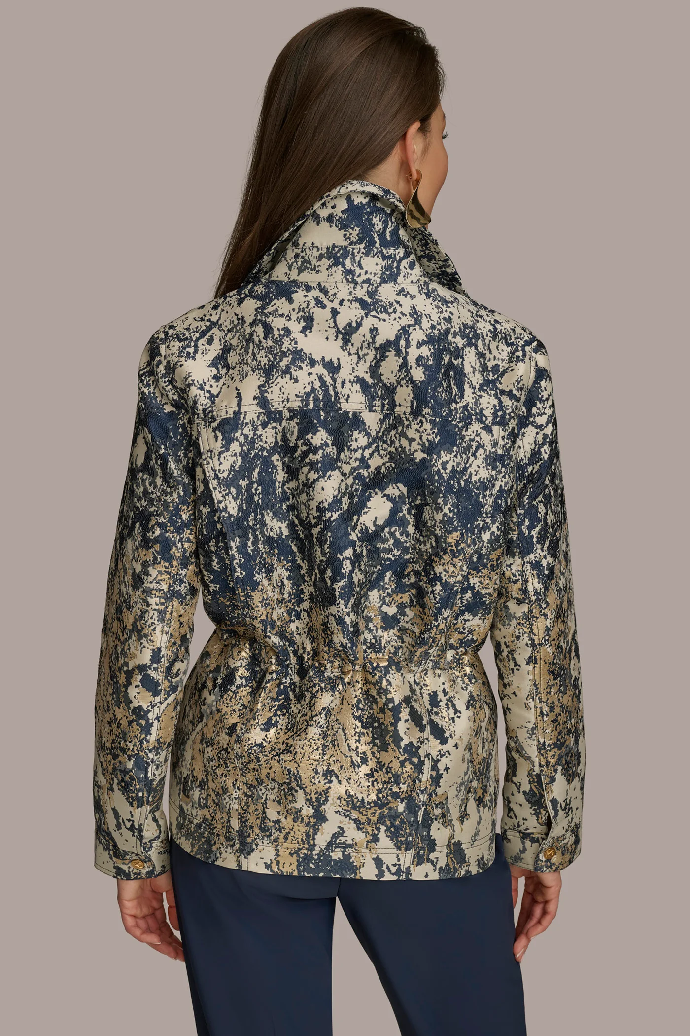 METALLIC JACQUARD ZIP UP JACKET