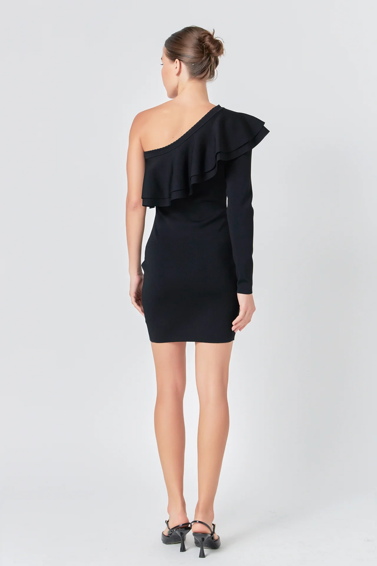 One Shoulder Knitted Mini Dress