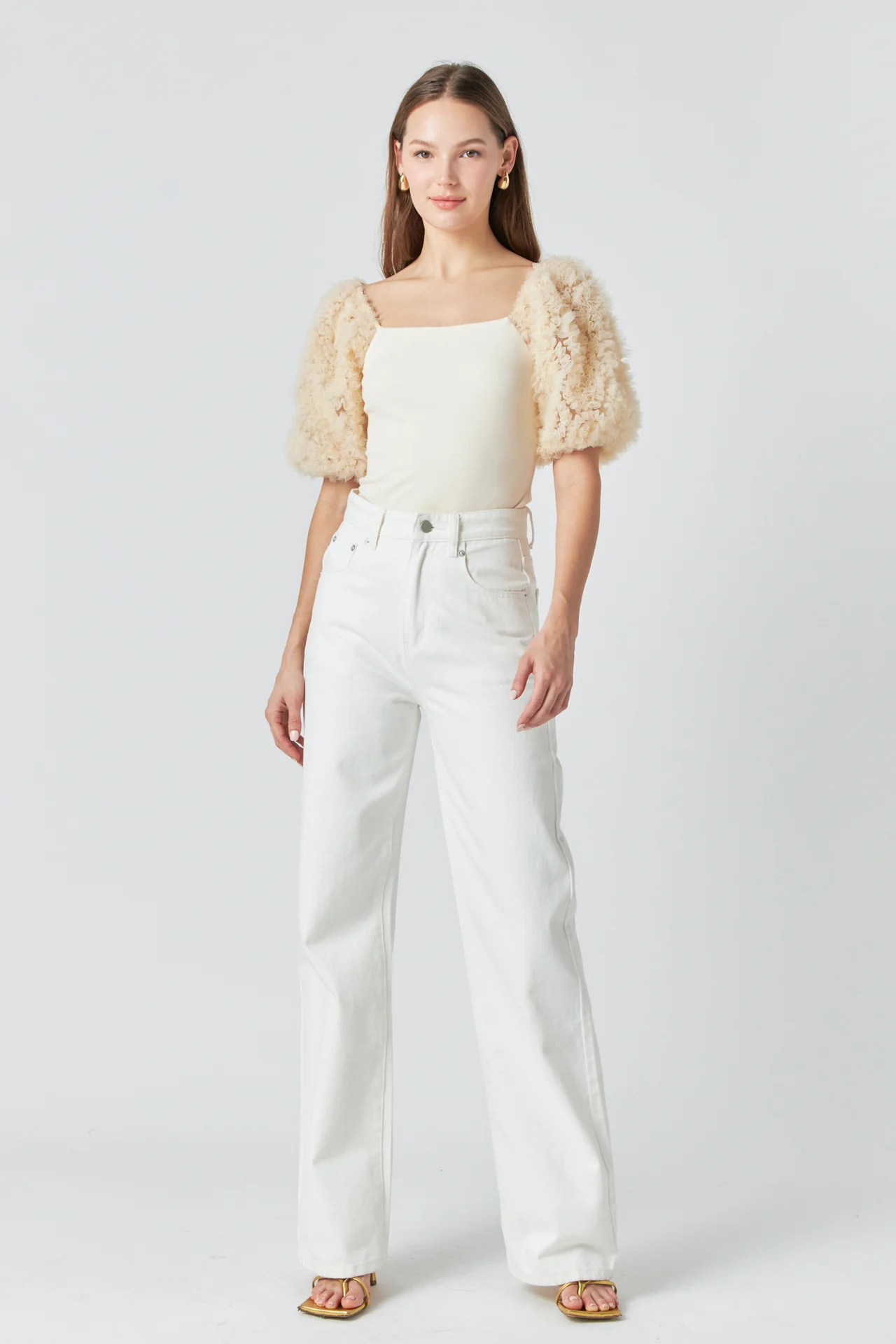 Tulle Puff Sleeve Top