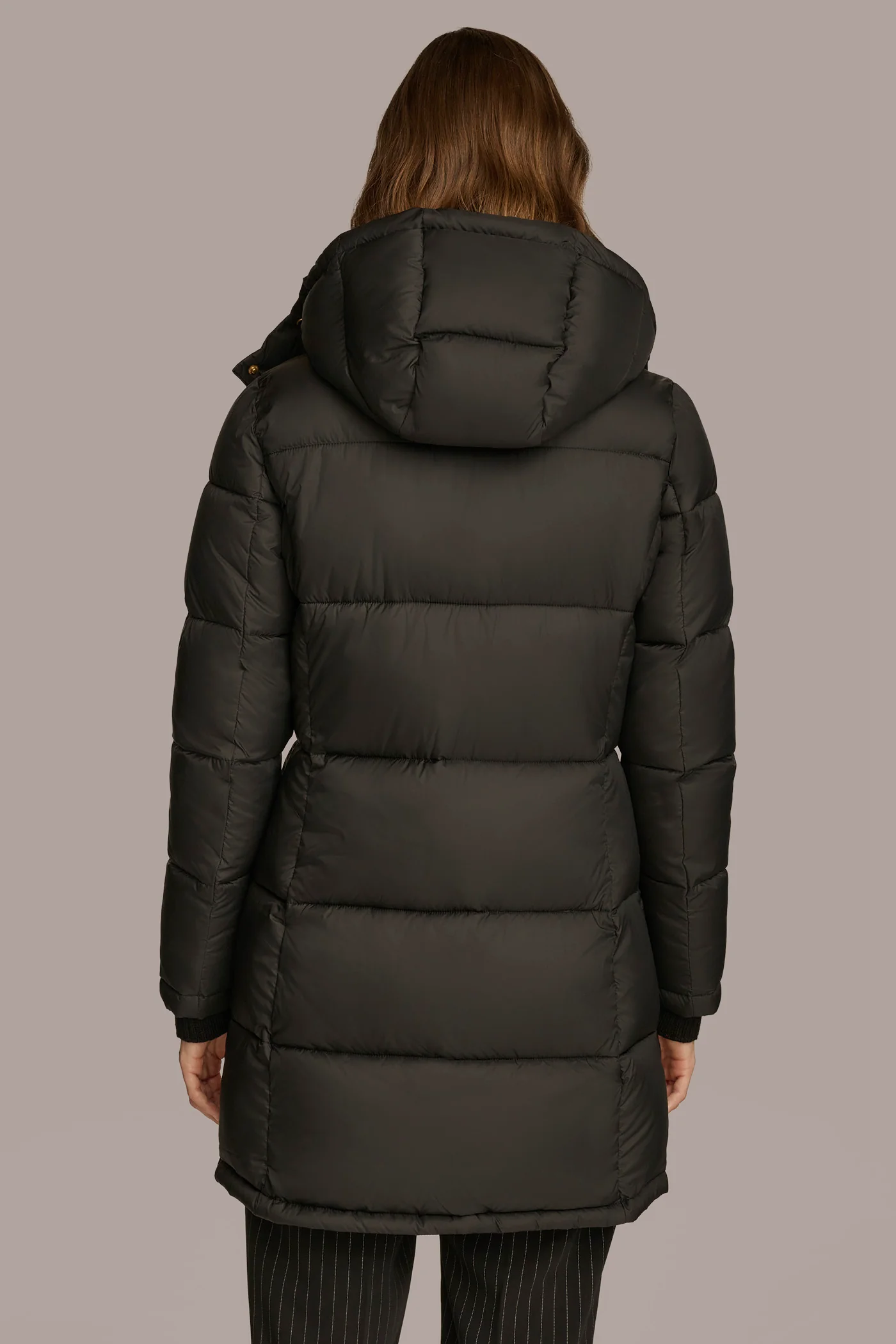 Hooded Ribbed Trim Puffer Jacket