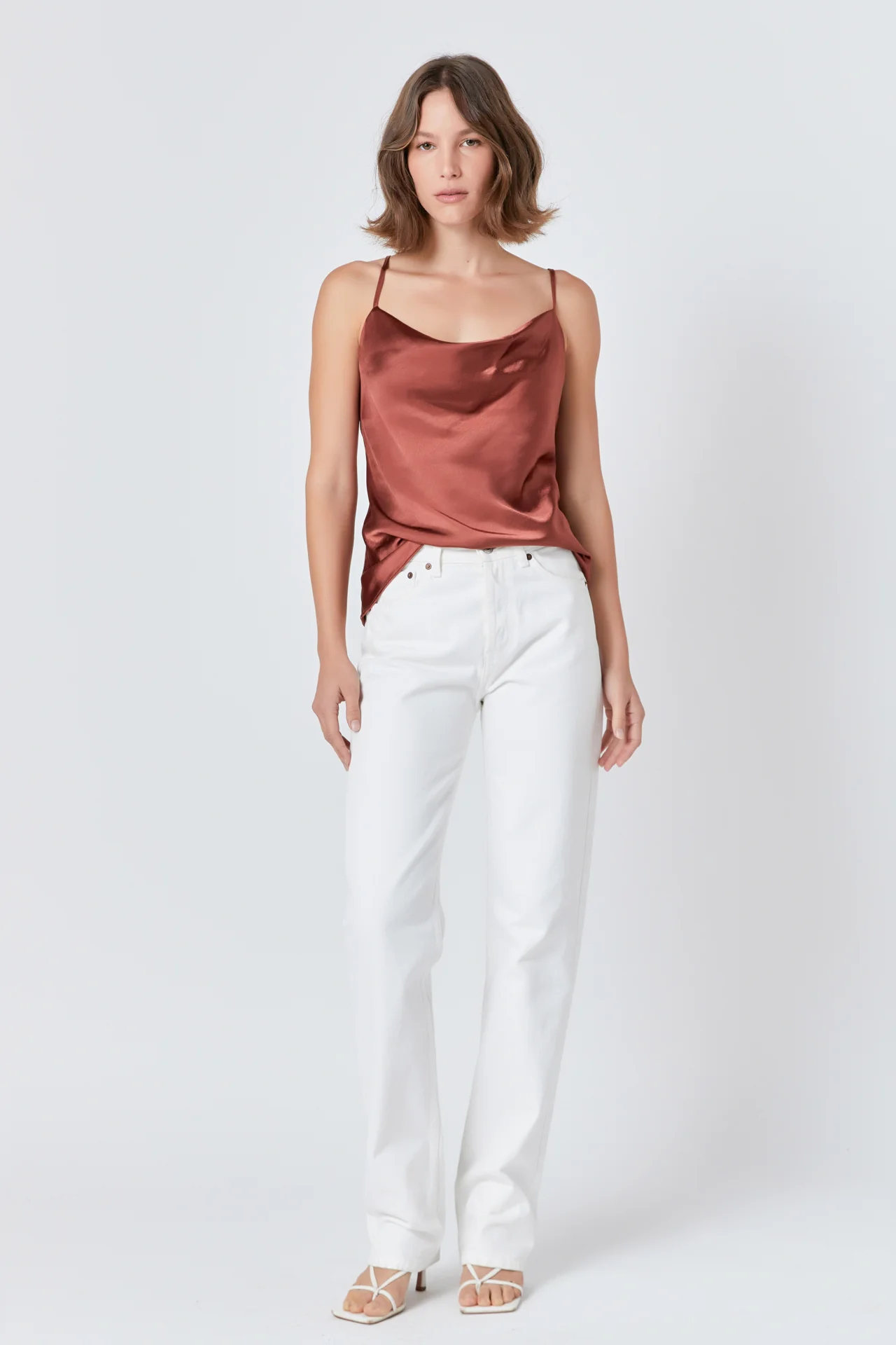 Satin Cowl Neck Top