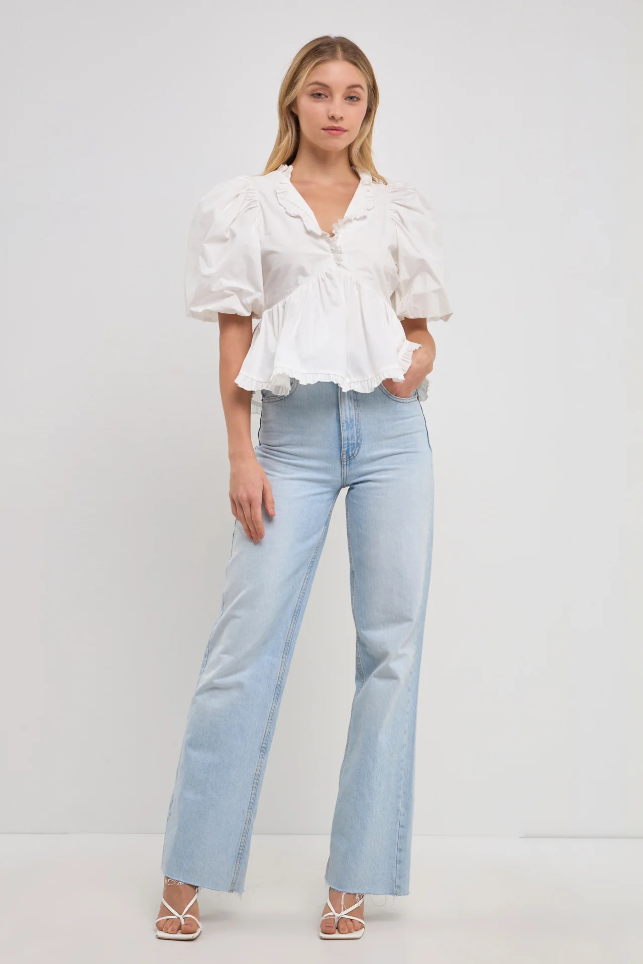 Puff Sleeve Peplum Top