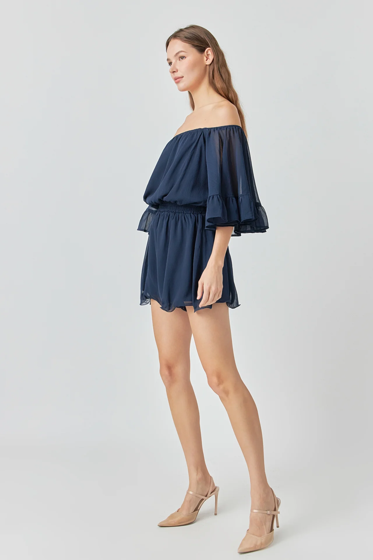 Ruffled Sleeve Romper