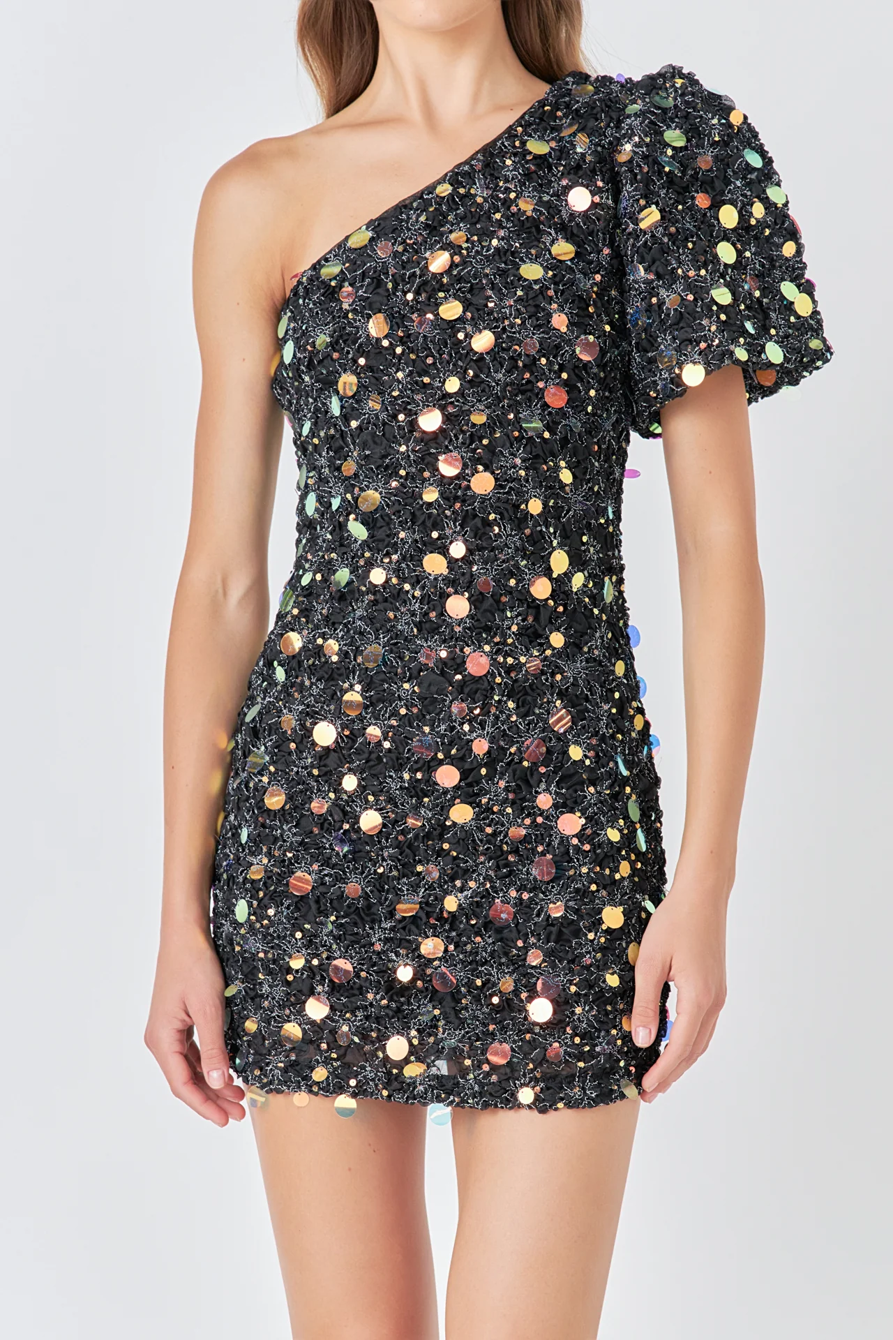 Premium One-Shoulder Sequin Mini Dress