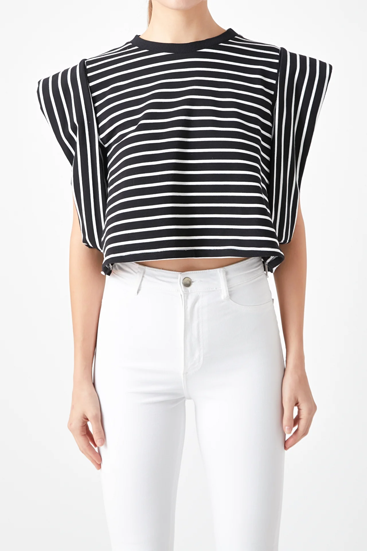 Stripe Drop Shoulder Cropped Top