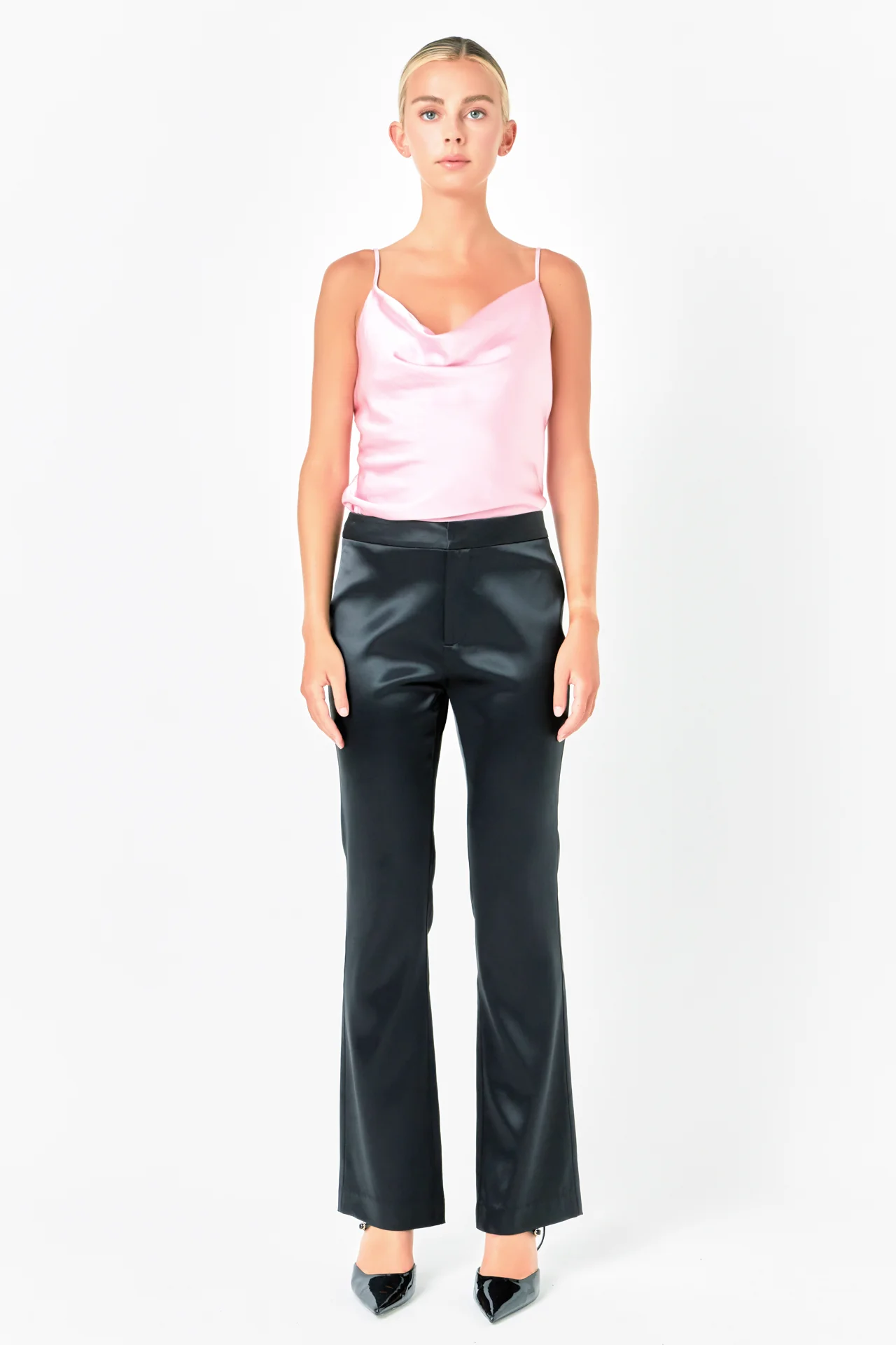 Satin Cowl Neck Top