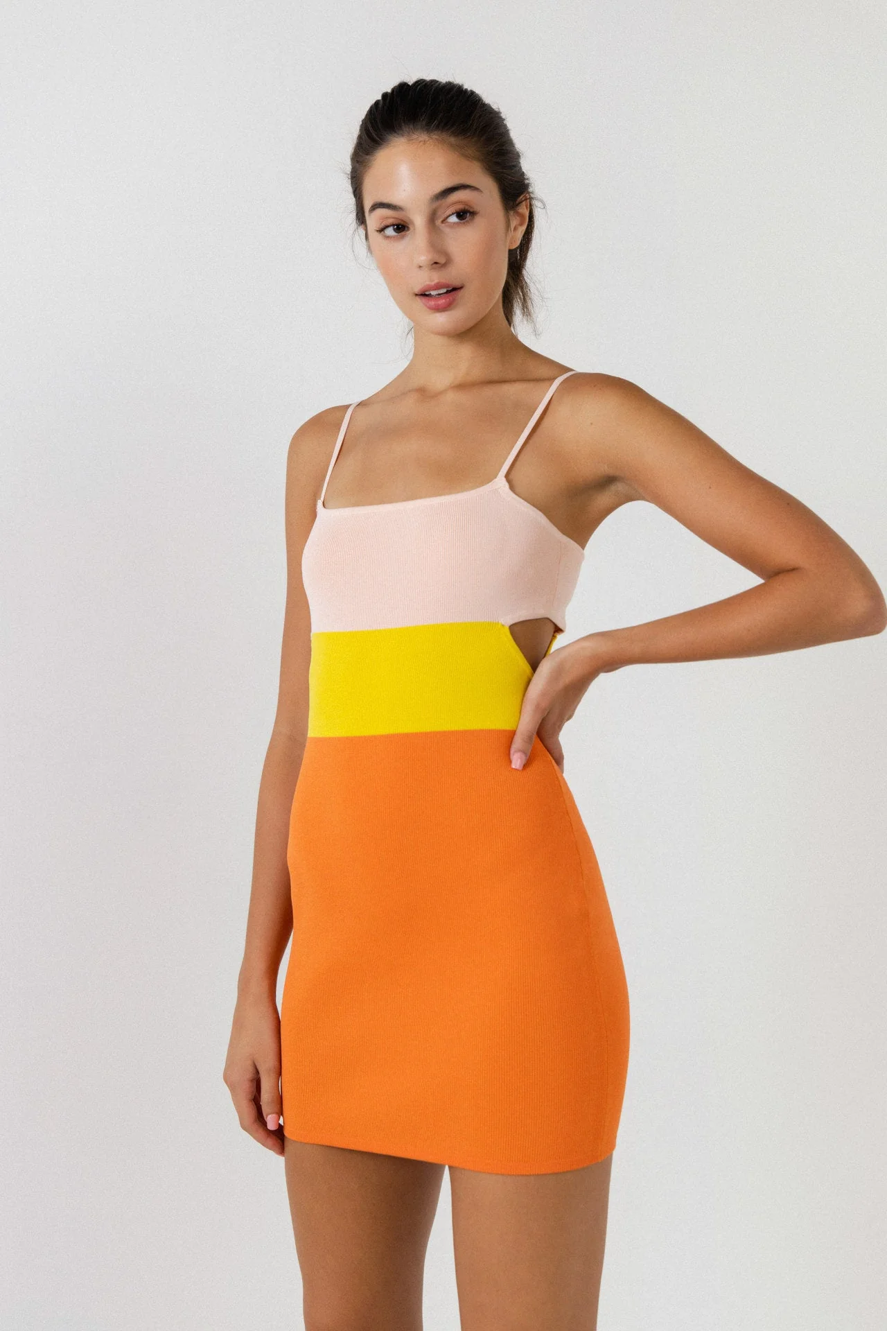 Color Block Cut Out Mini Dress