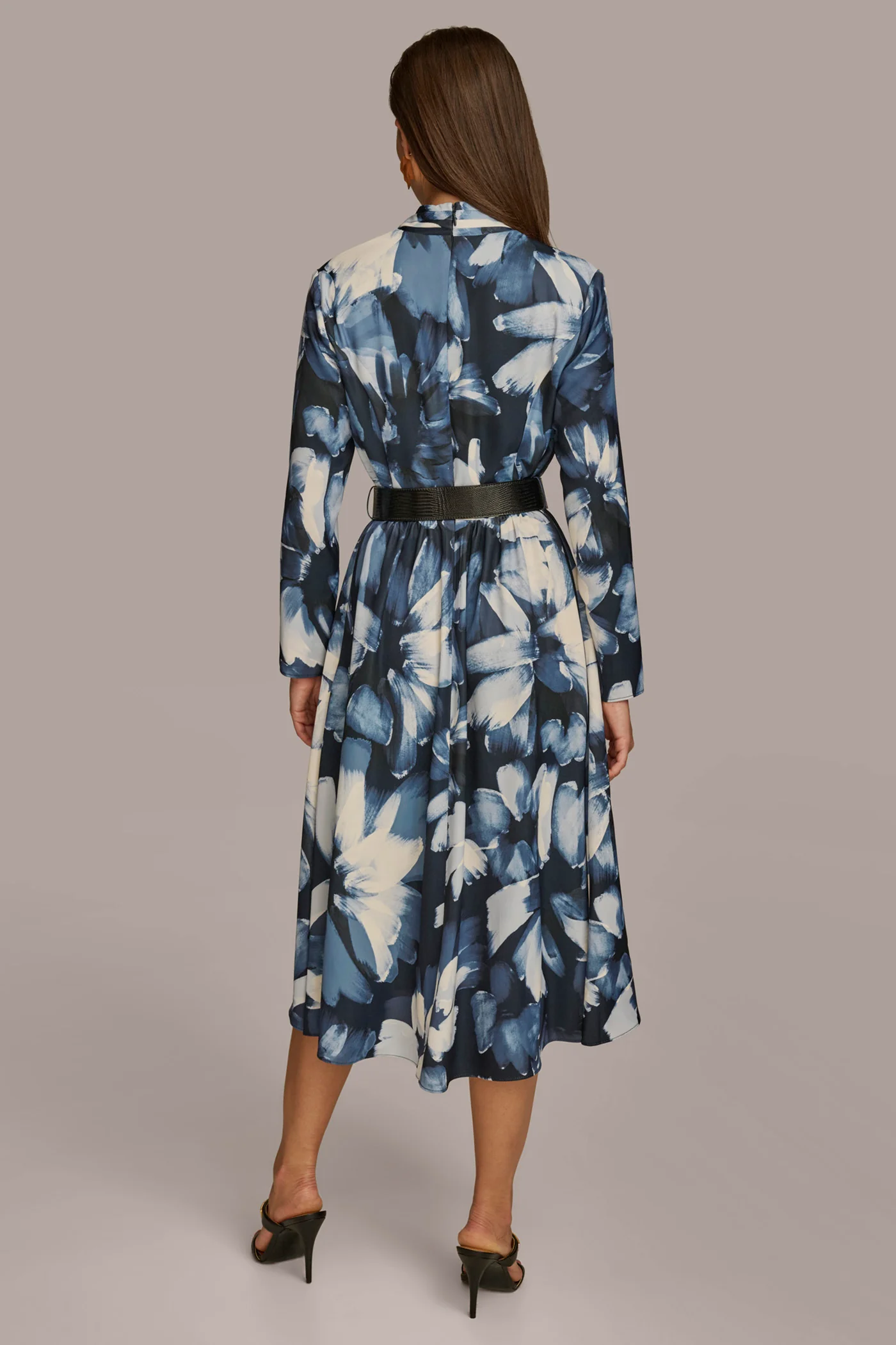 FLORAL BELTED A LINE MIDI DRESS