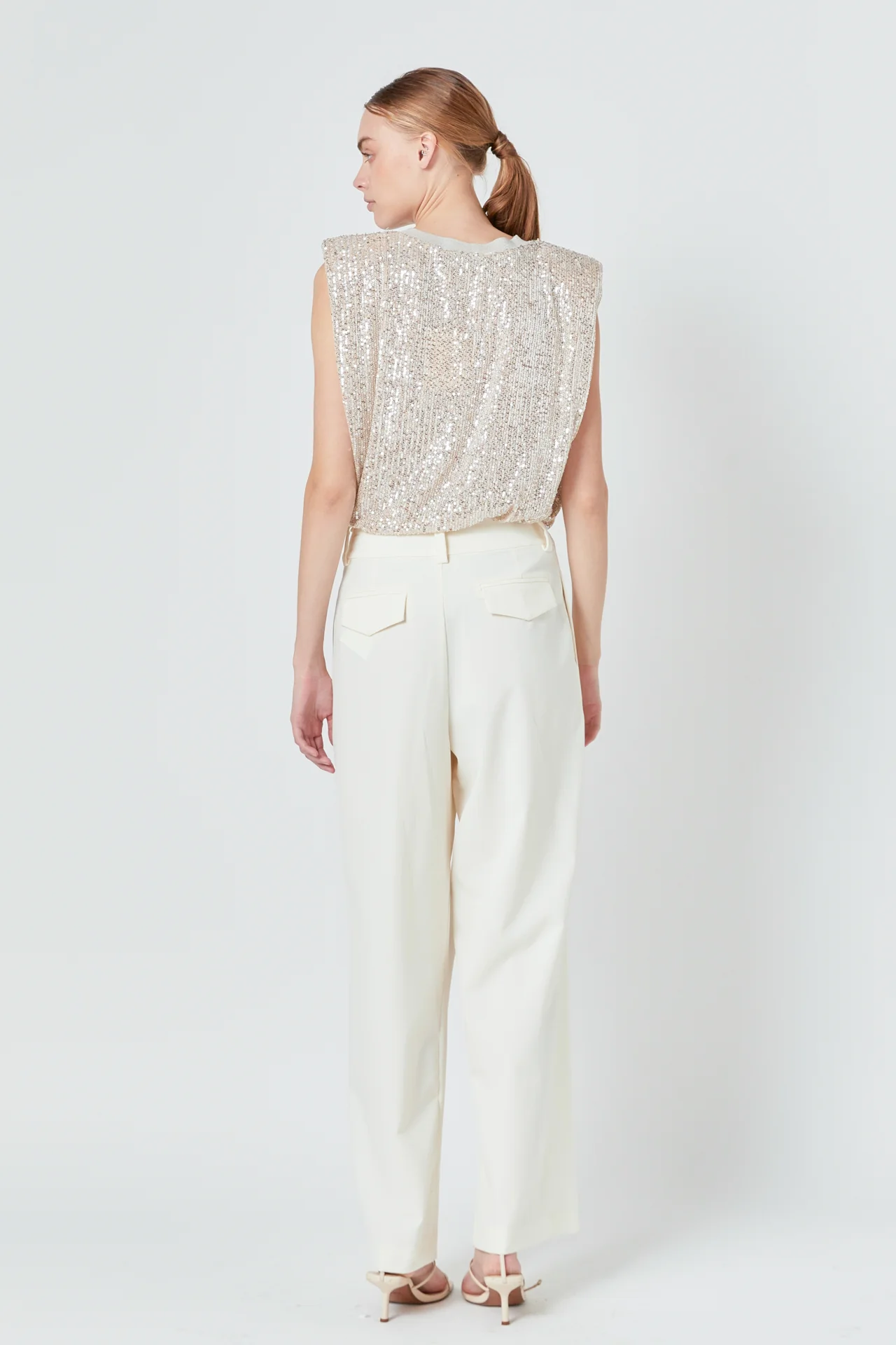 Sequin Shoulder Pad Top