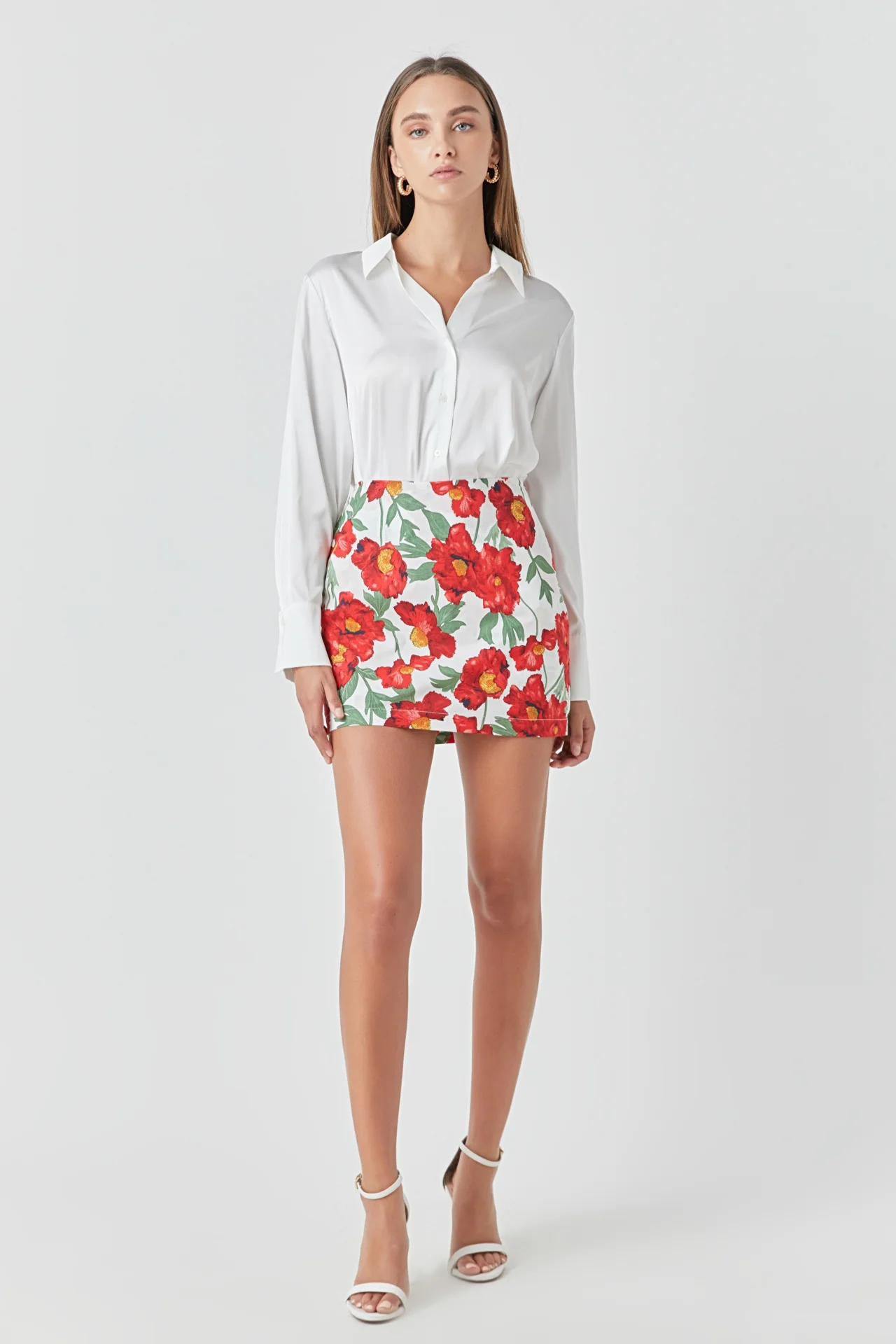 Cotton Floral Print Mini Skort