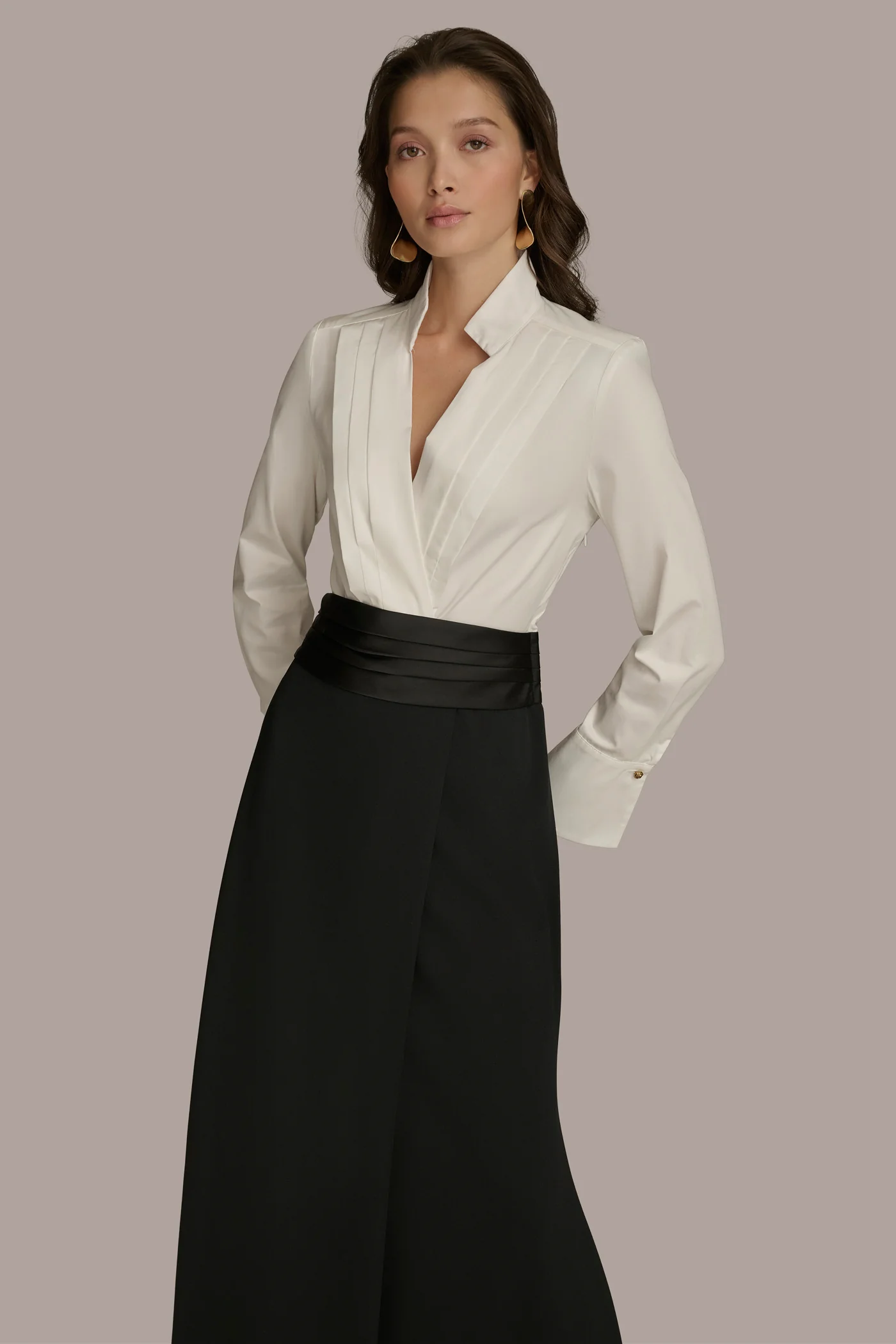 TUXEDO GOWN WITH FRENCH CUFFS