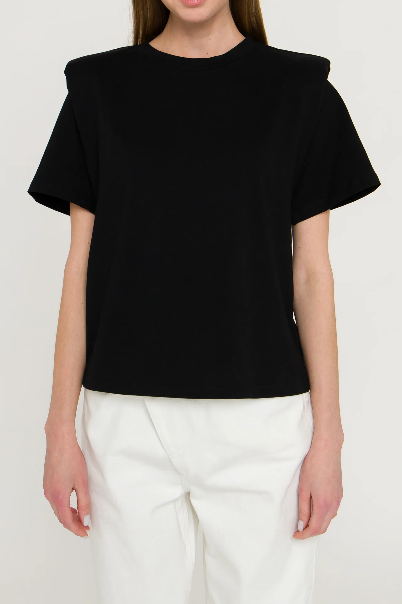 Shoulder Padded Short Sleeve T-Shirt