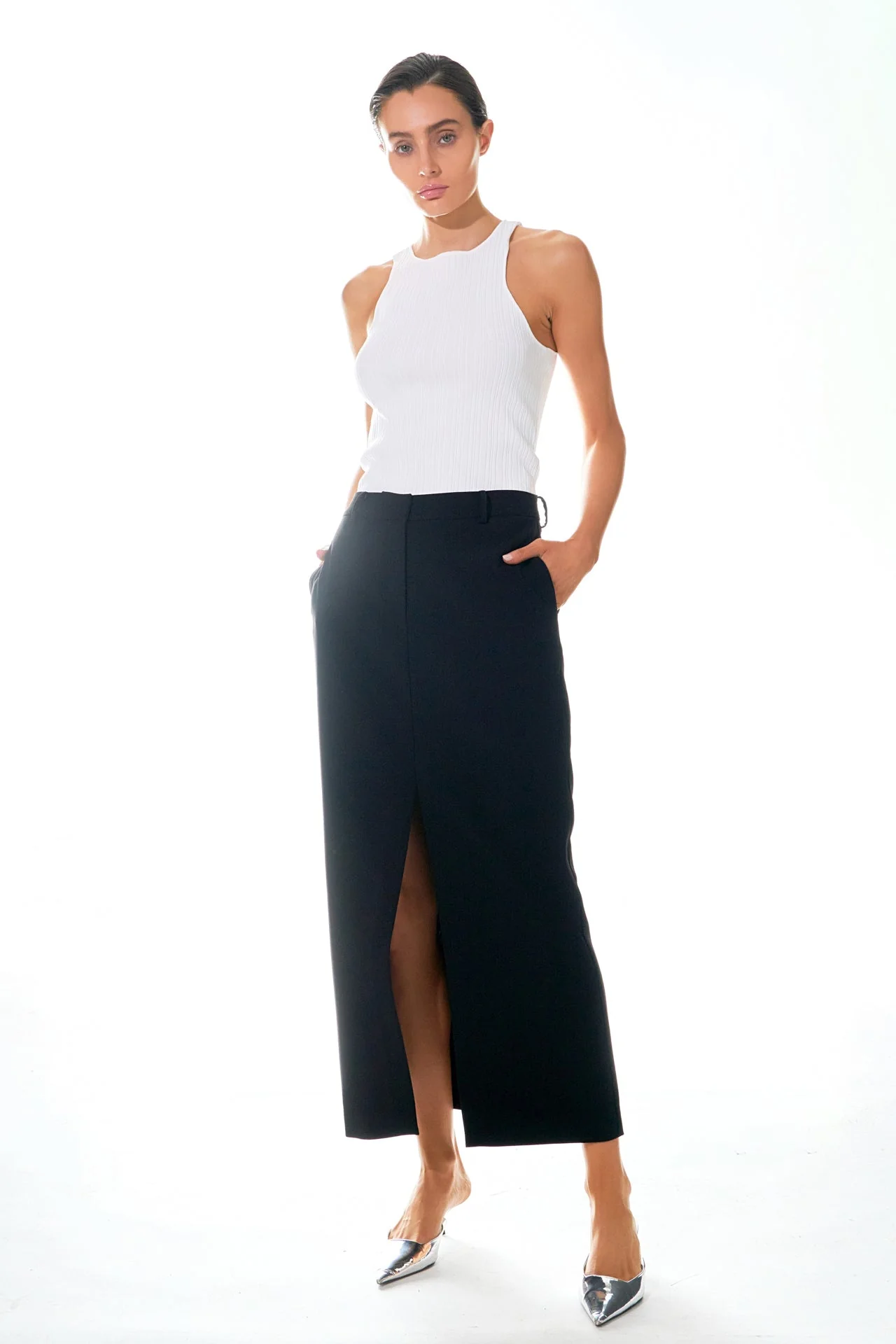 Ribbed Racer Back Slick Tank