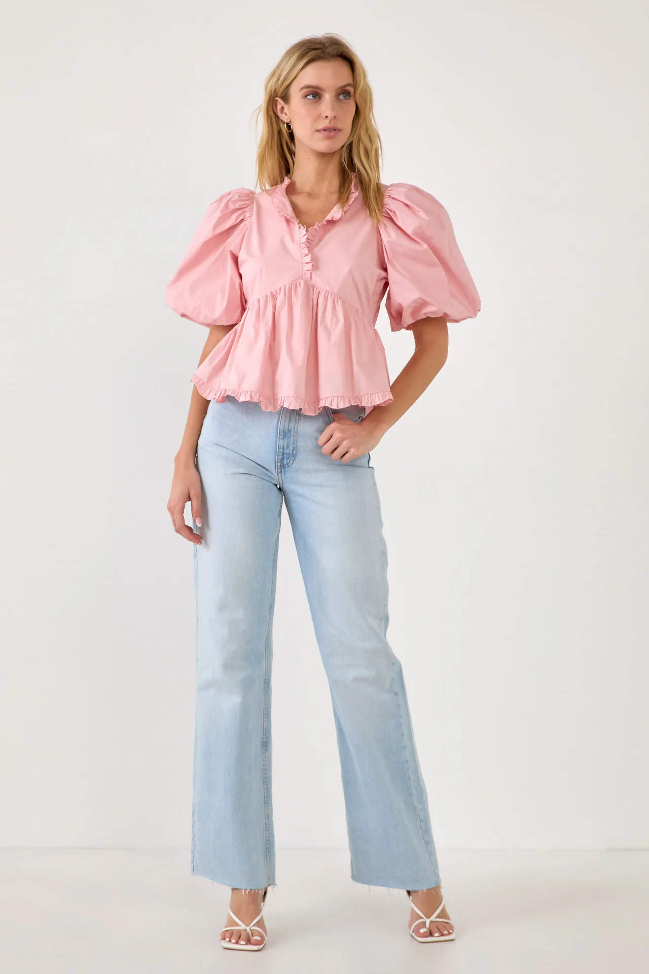 Puff Sleeve Peplum Top
