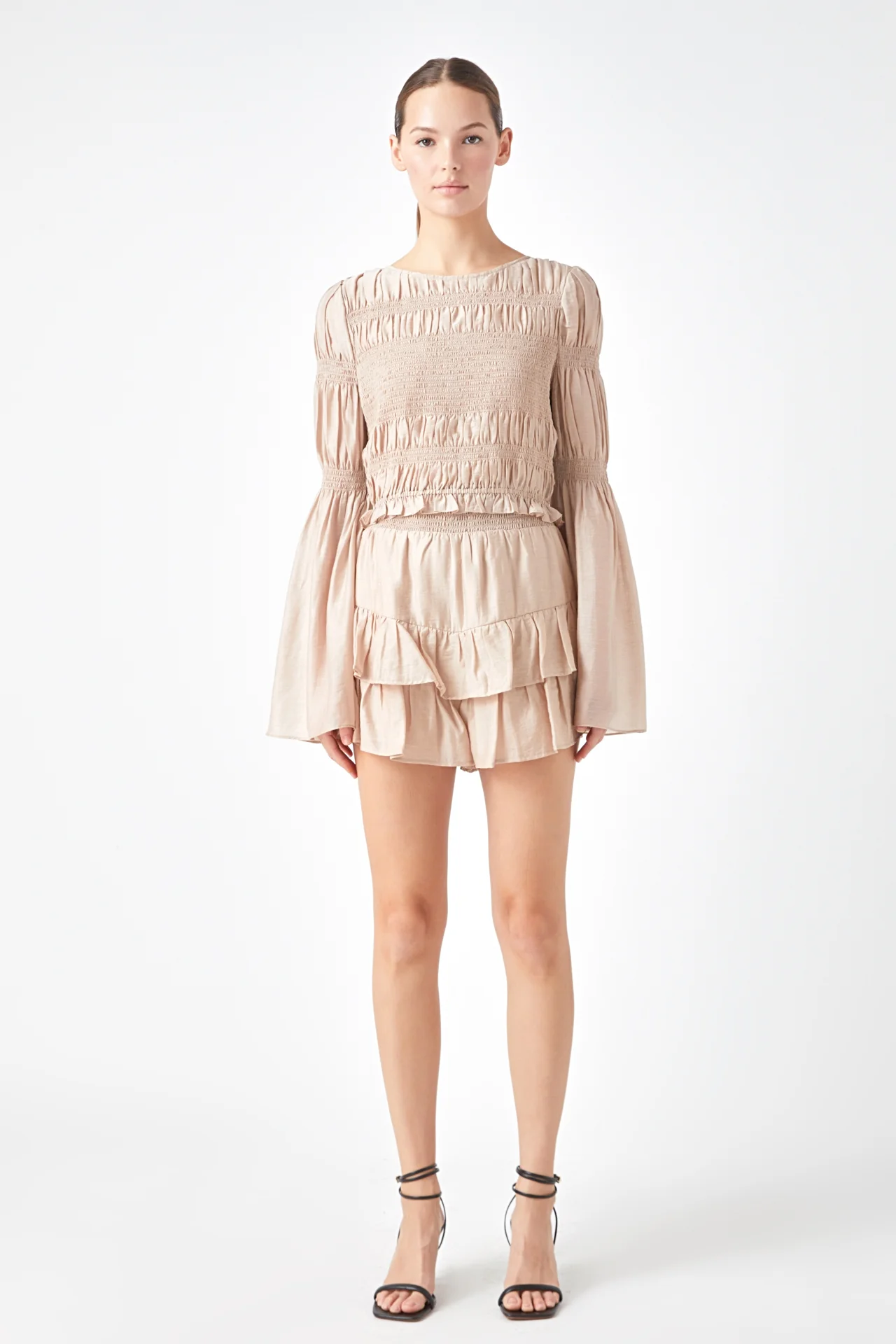 Smocked Waist Skort with Ruffle