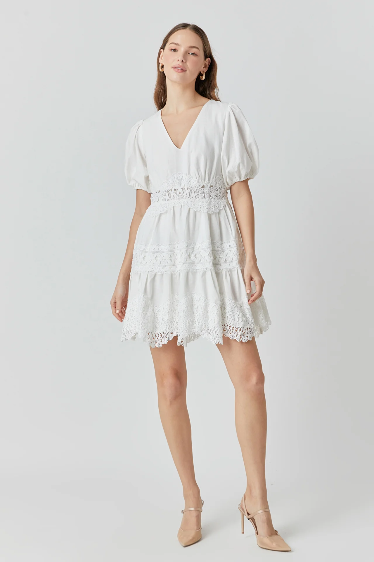 Lace Trim Mini Dress