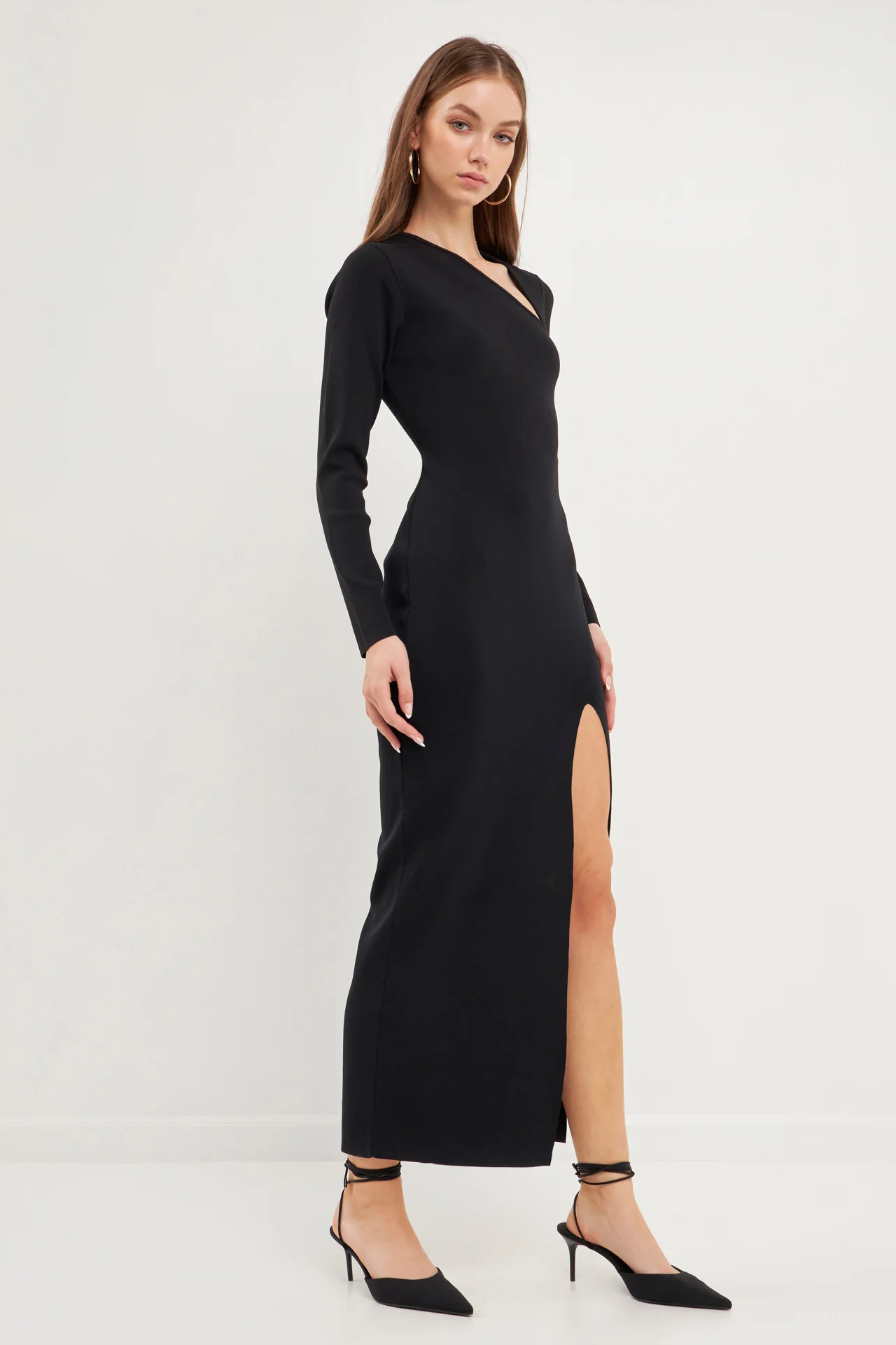 Cut Out Long Sleeve Maxi Dress