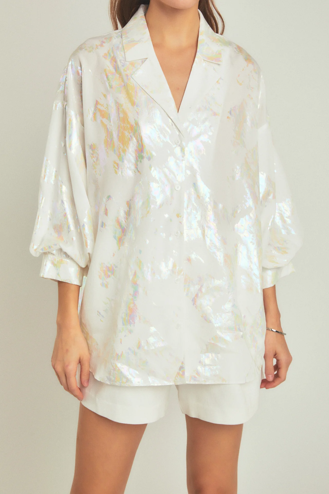 Print Foil Collared Shirt
