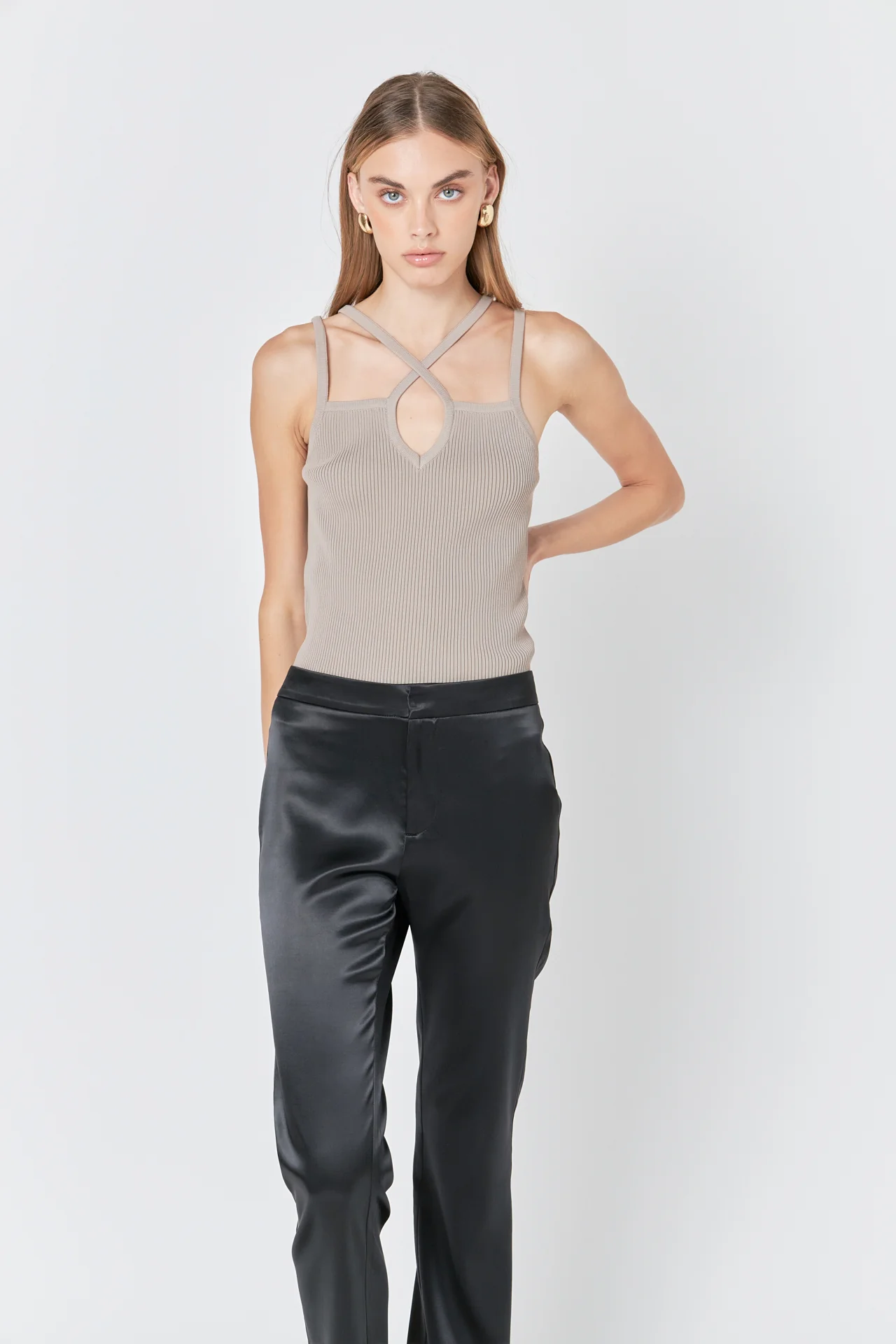 Strap Detail Fitted Knit Top