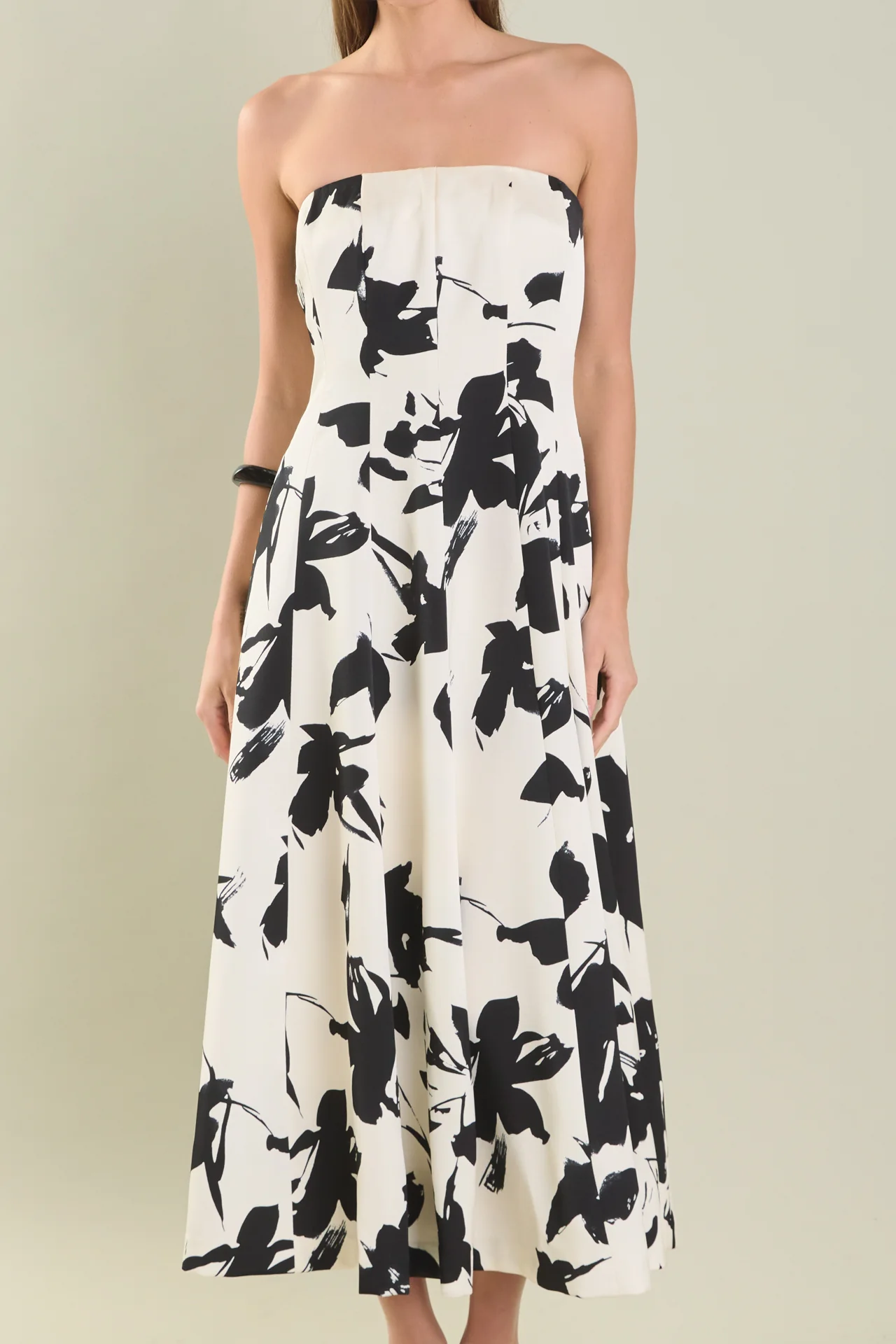 Strapless Flounced Midi Dress