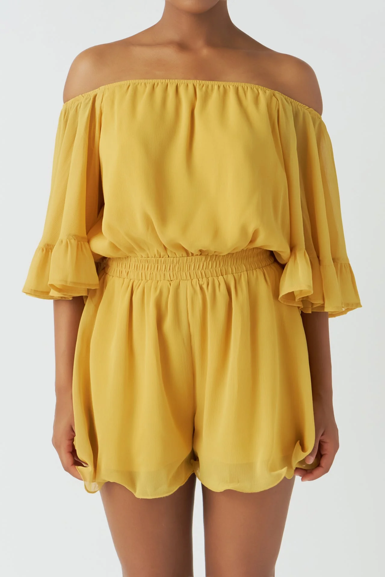 Ruffled Sleeve Romper