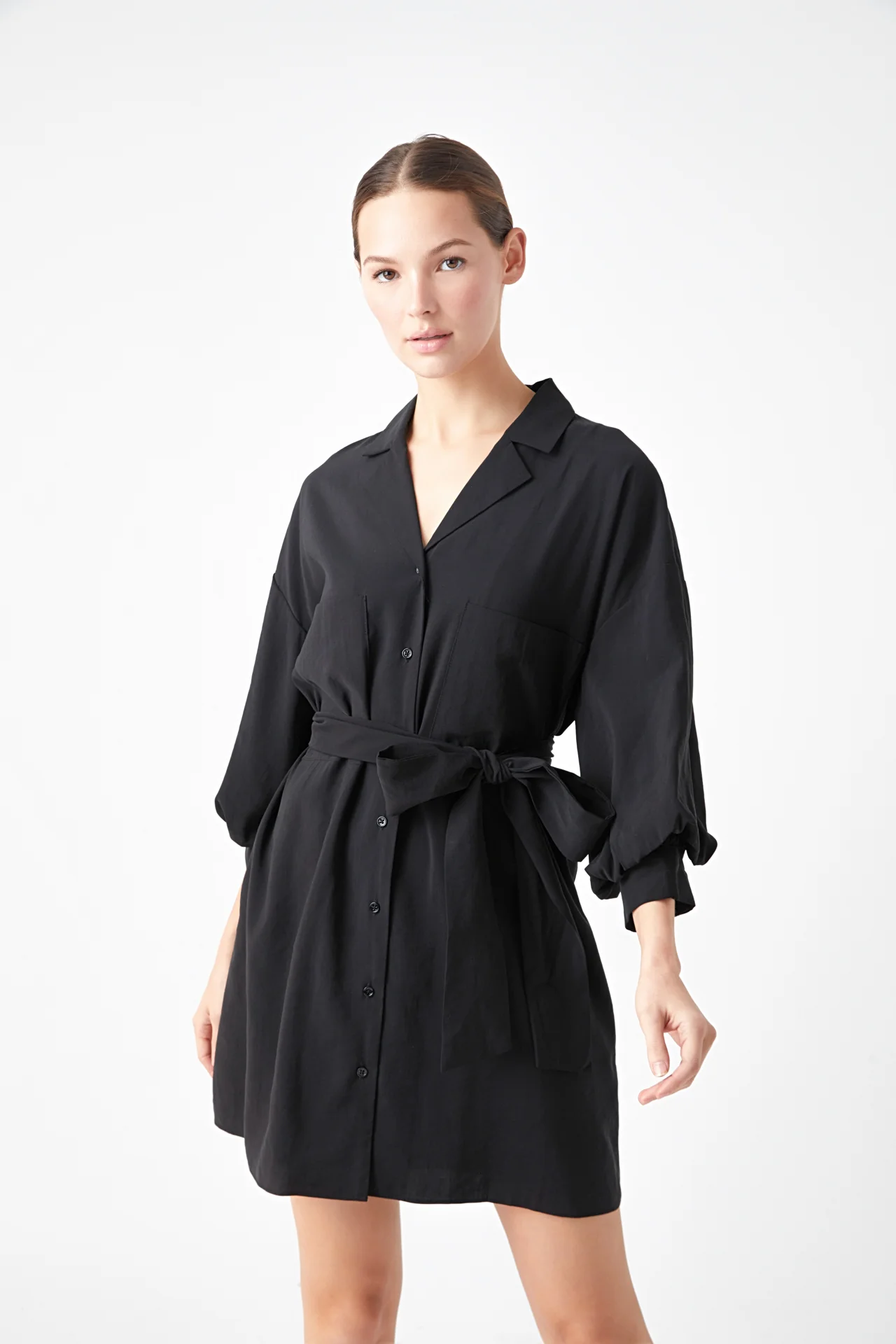 Belted Mini Shirt Dress