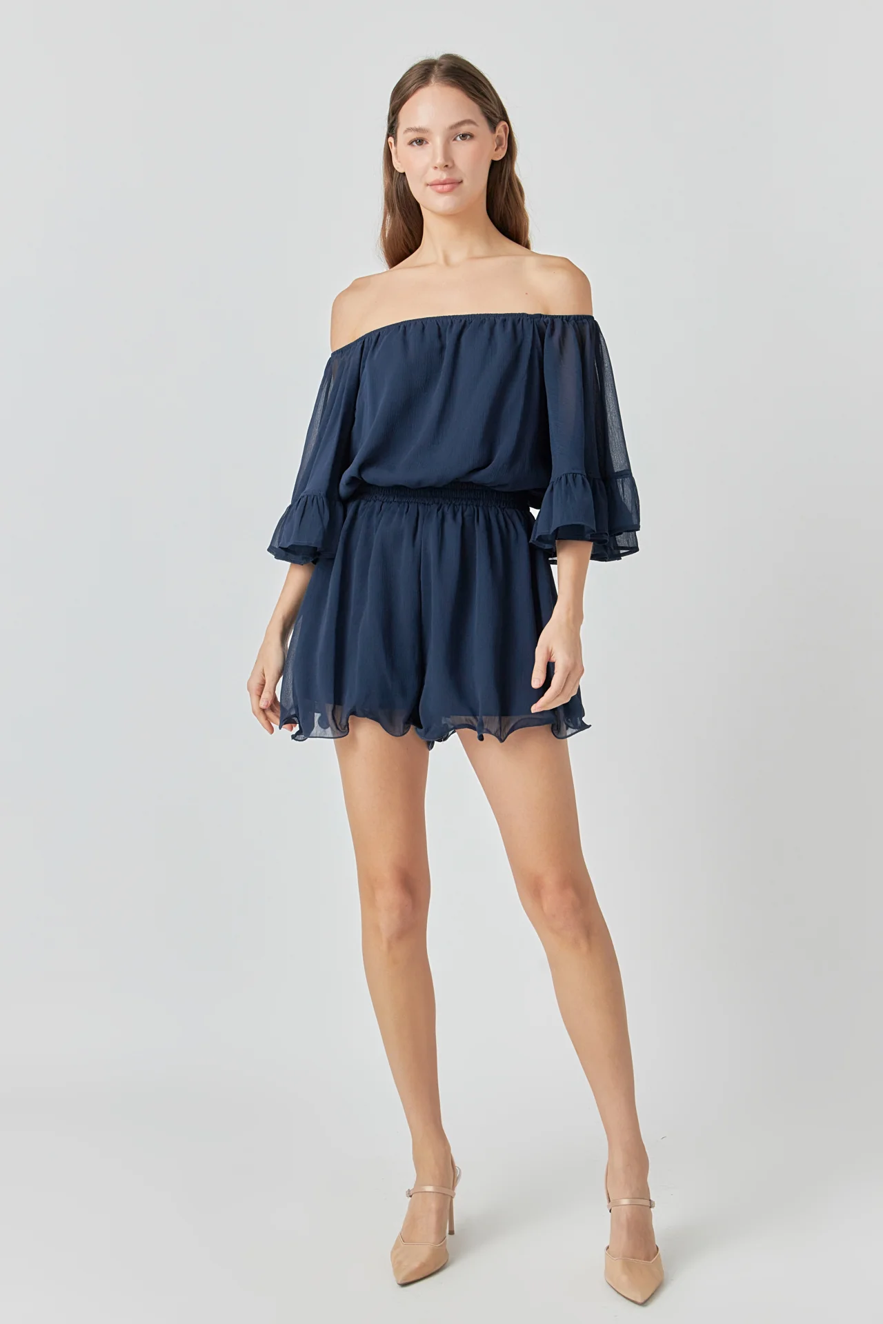 Ruffled Sleeve Romper