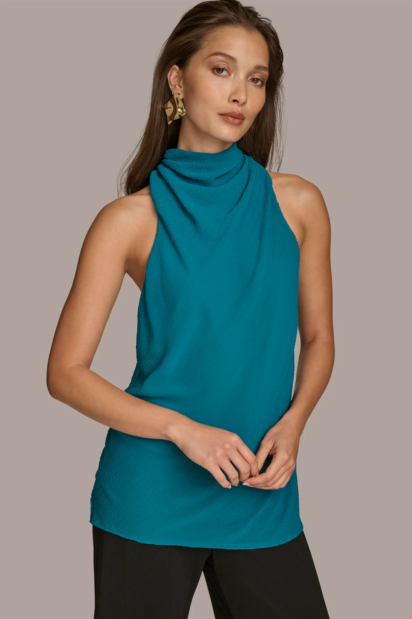 HIGH COWL NECK TOP