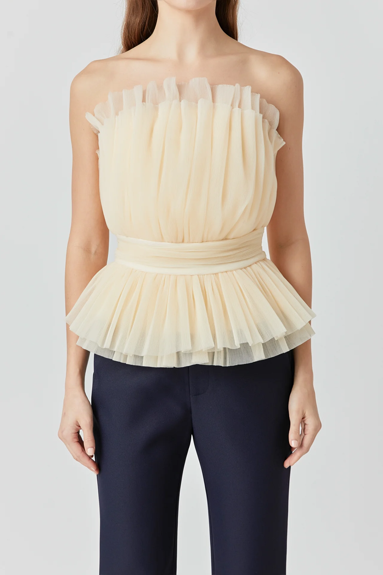 Strapless Tulle Banded Top