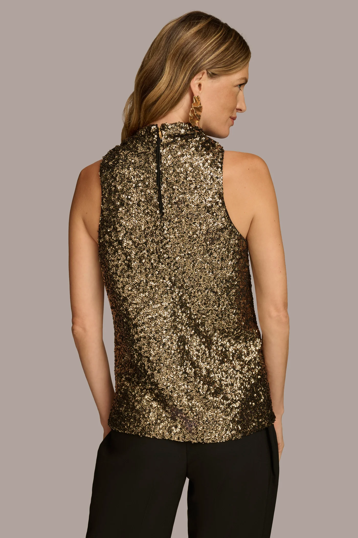 SEQUIN COWL NECK TOP