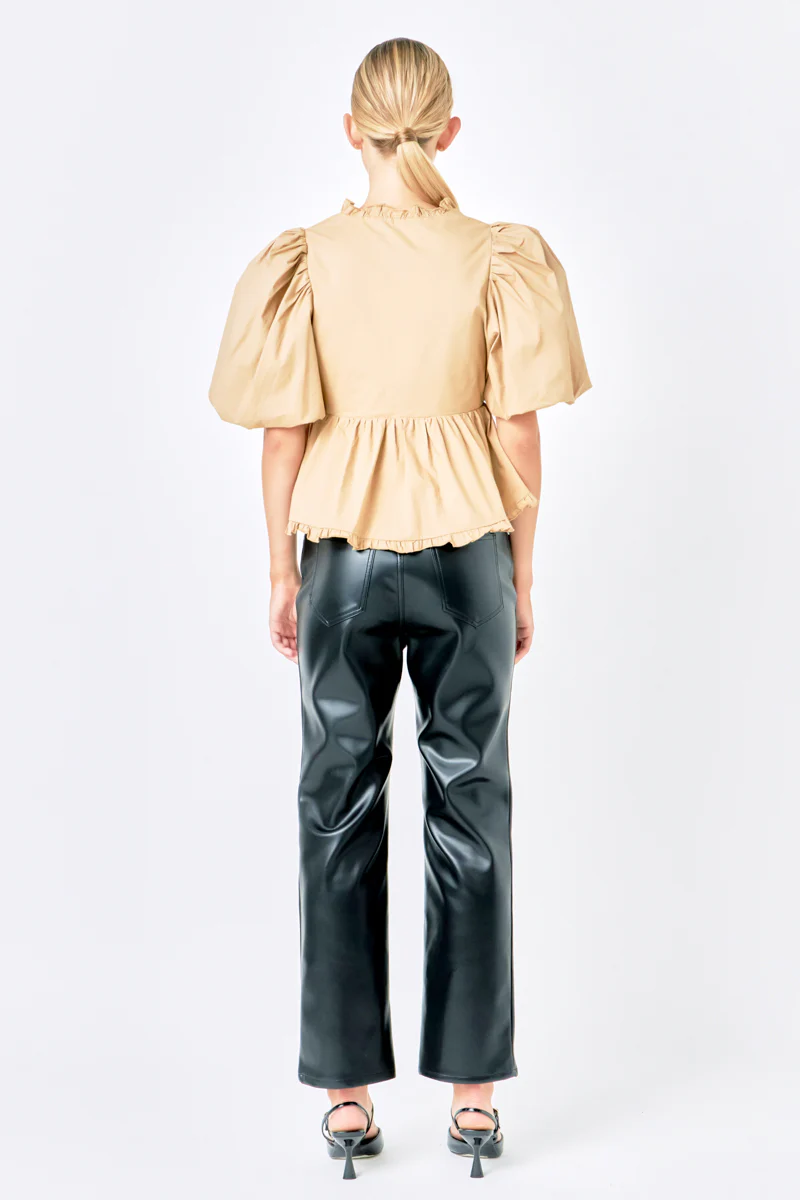 Puff Sleeve Peplum Top