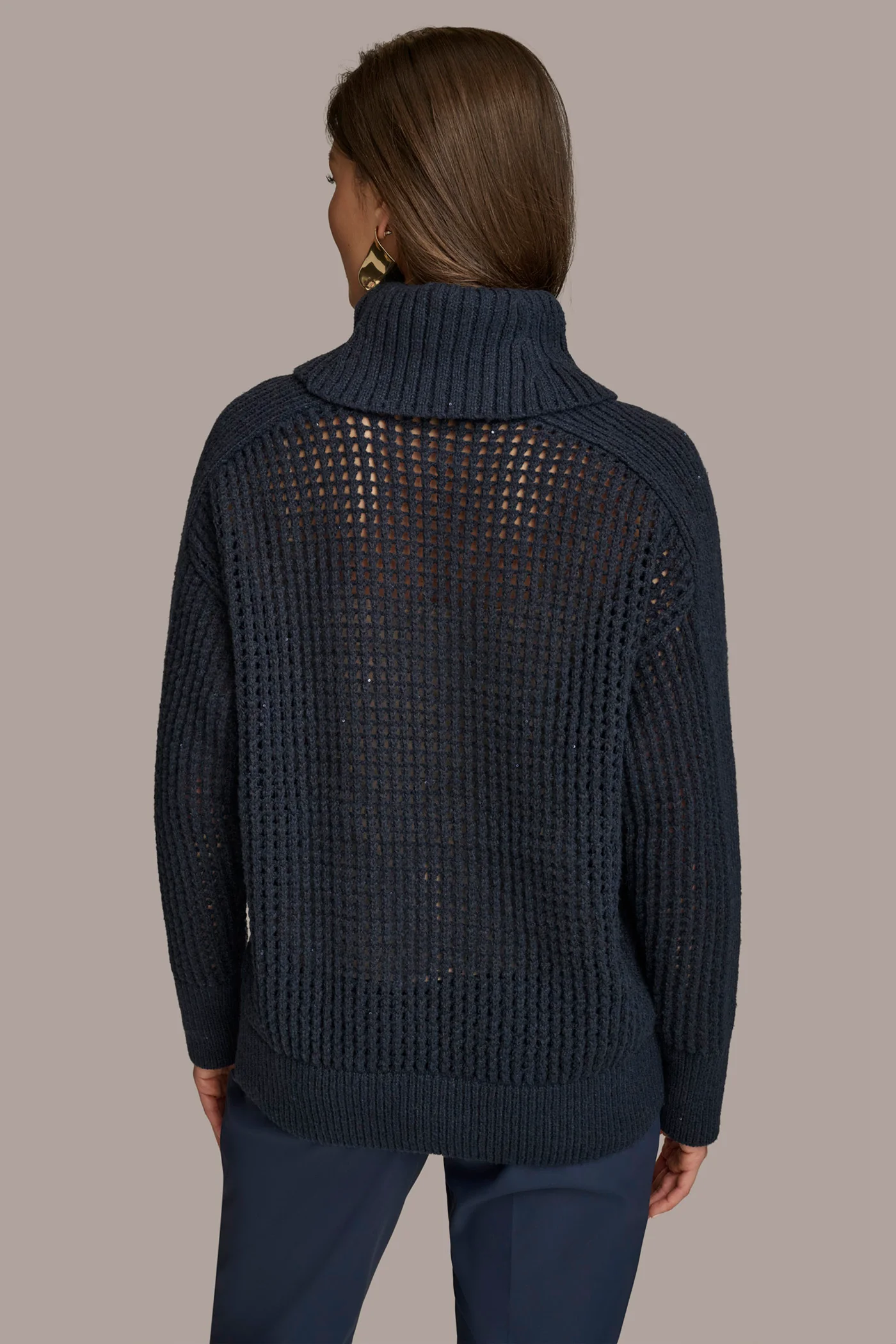 COWL NECK CUTOUT SWEATER