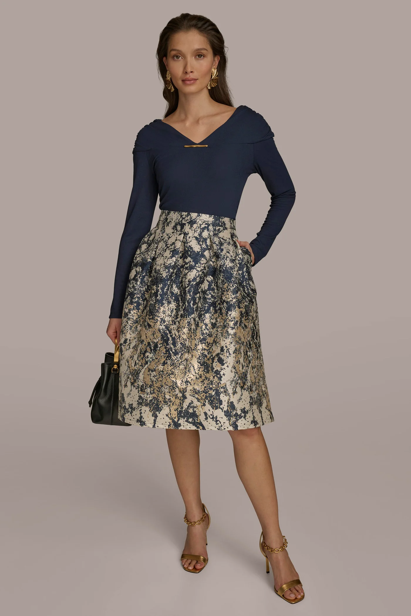 METALLIC JACQUARD SKIRT
