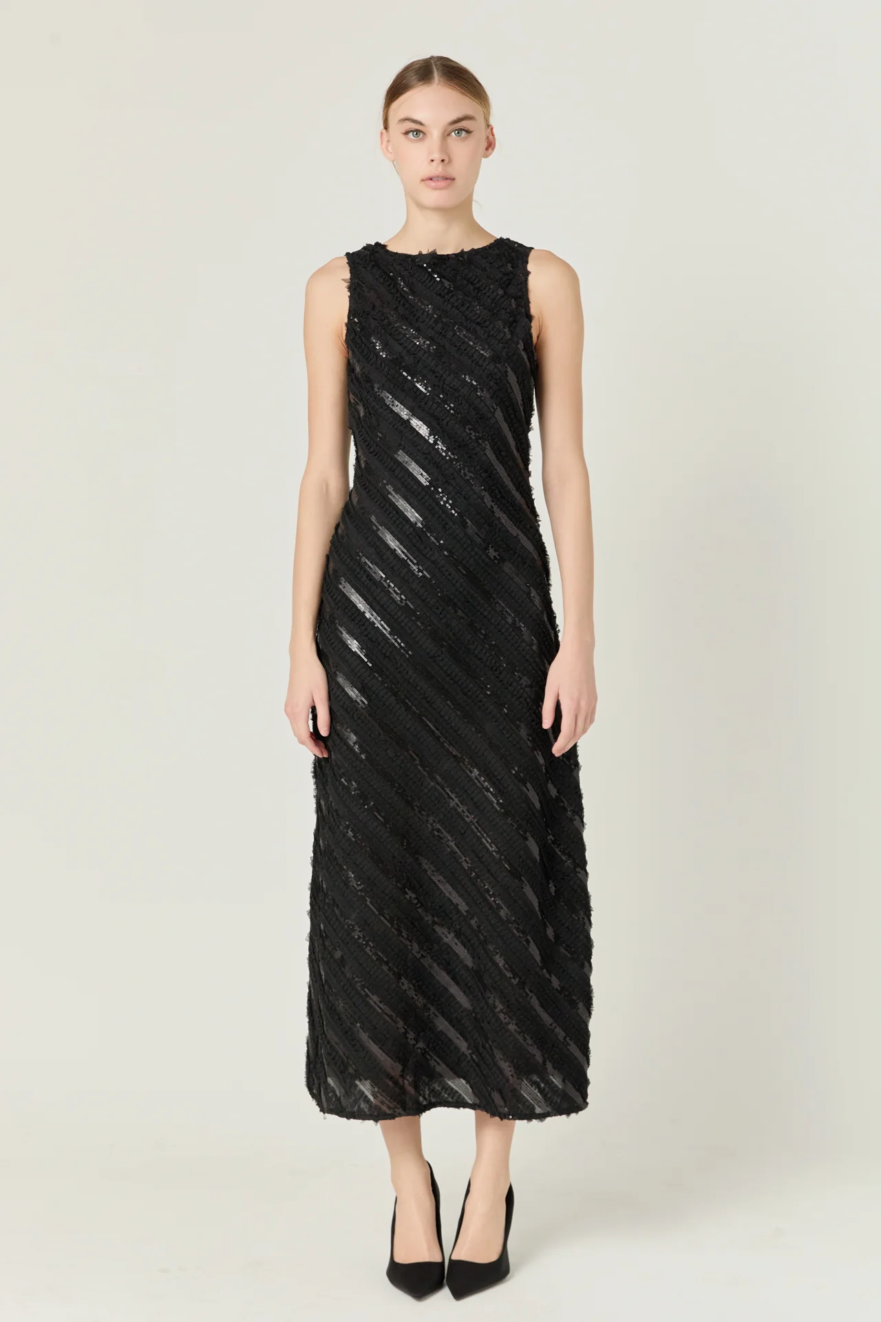 Textured Sleeveless Maxi Dress