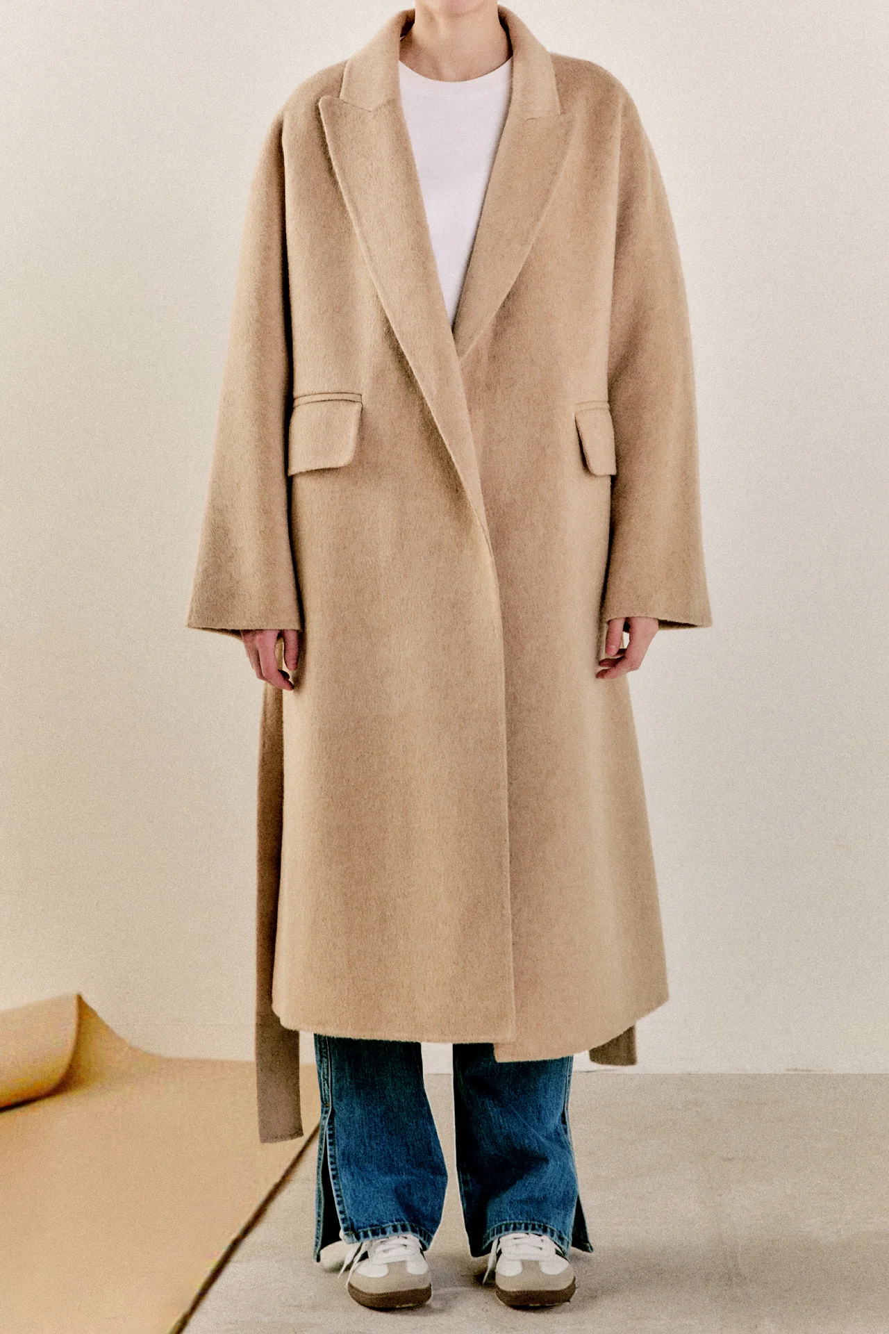 Handmade Blend Belted Maxi Coat