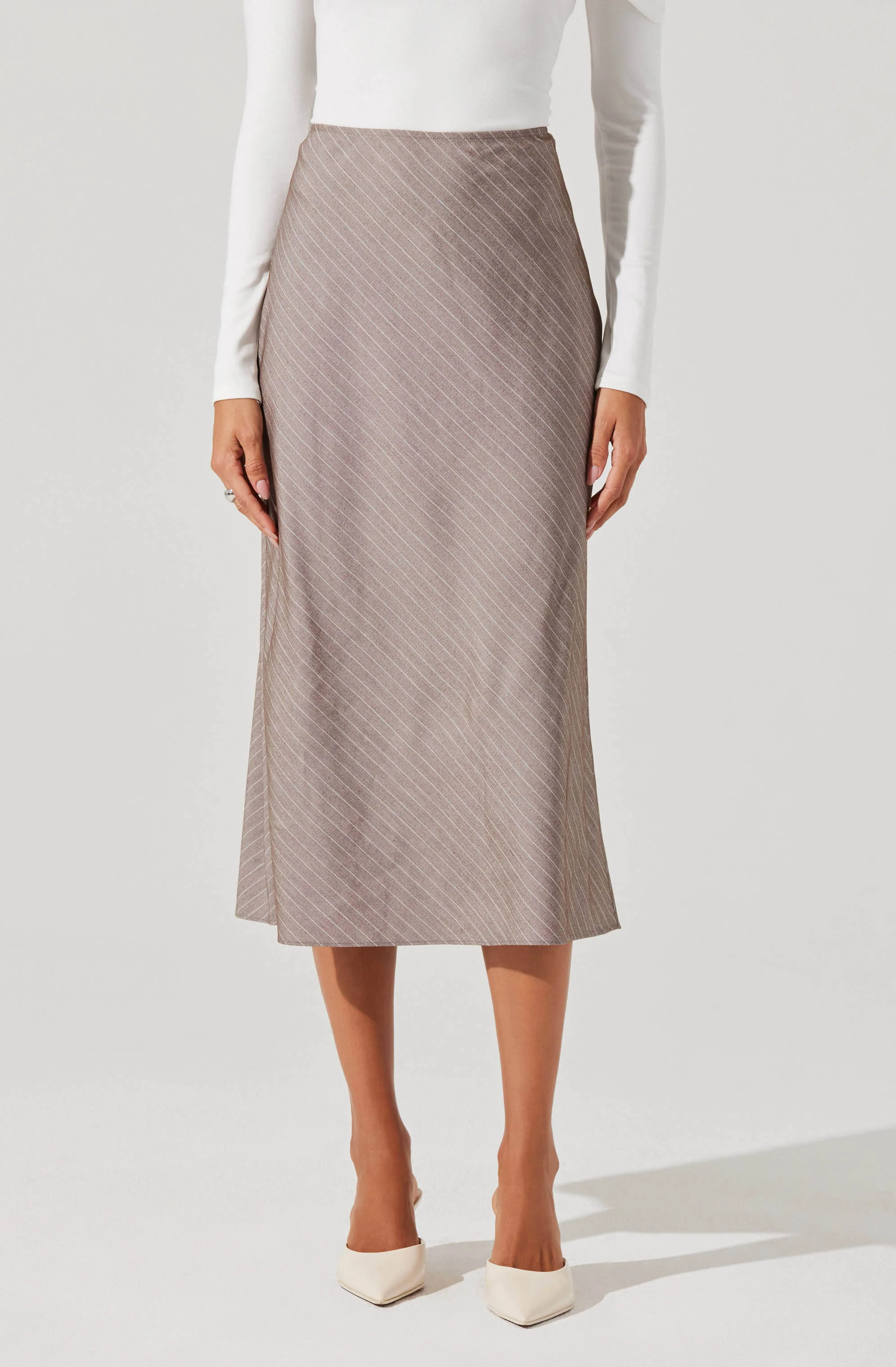 Striped Woven Midi Skirt