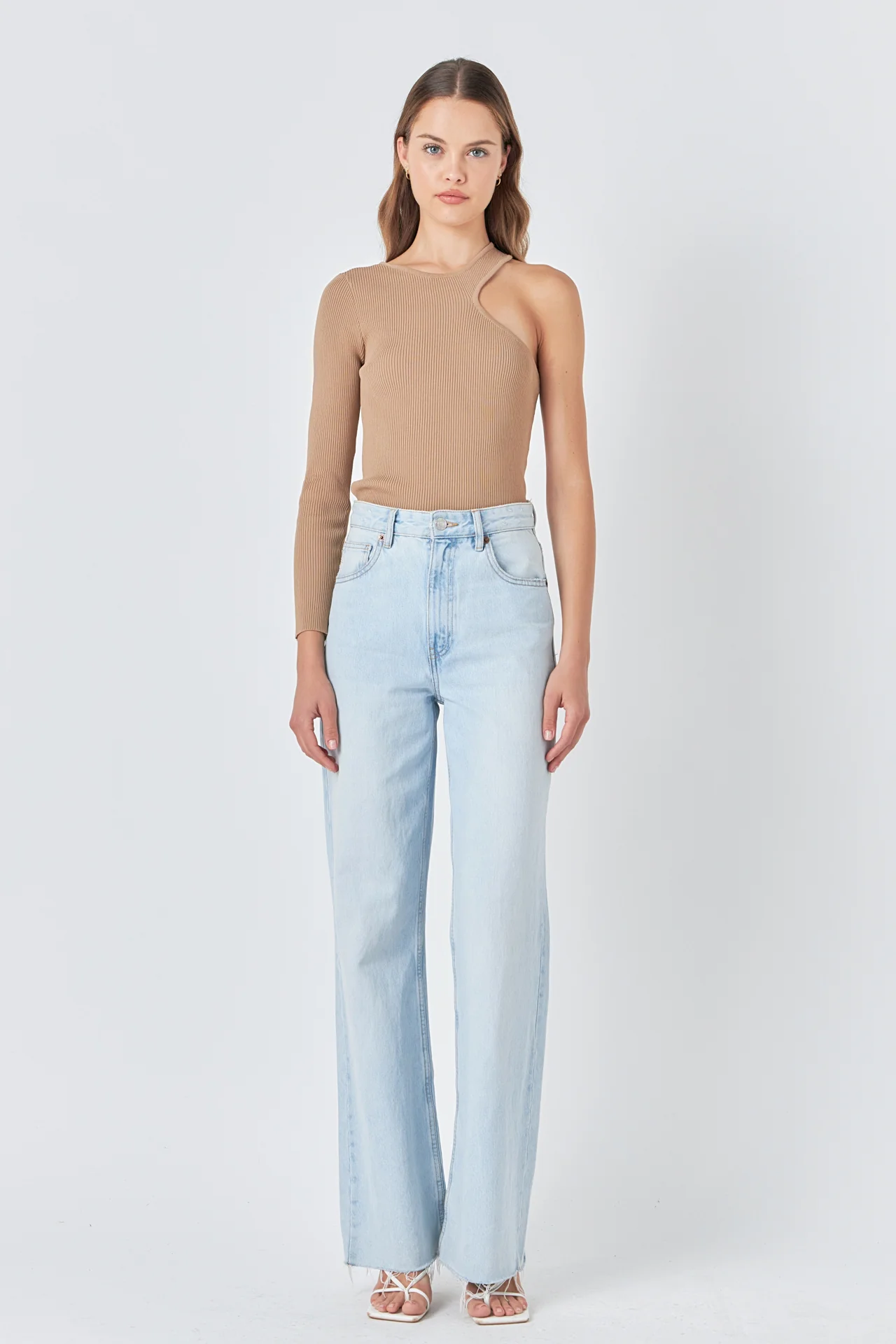 Cut Out One Shoulder Knit Top