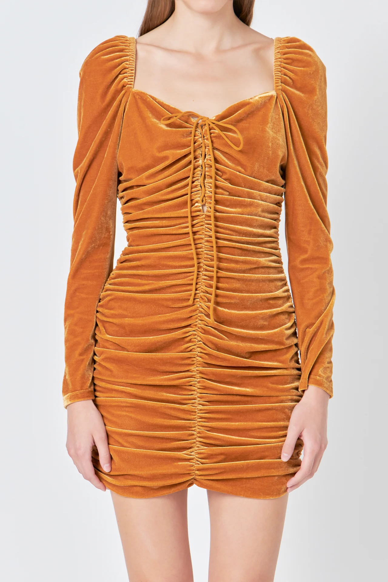 Sweetheart Neckline Ruched Woven Dress