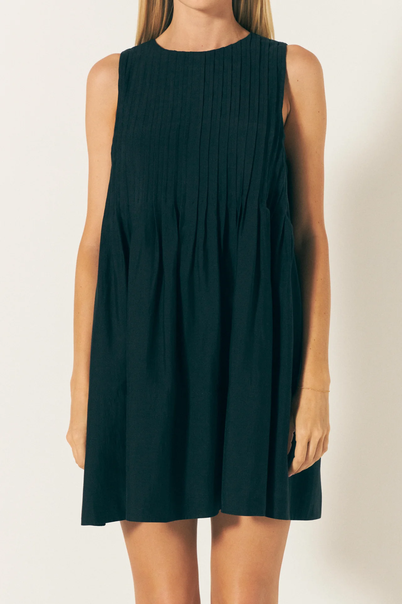 Pintuck Voluminous Mini Dress