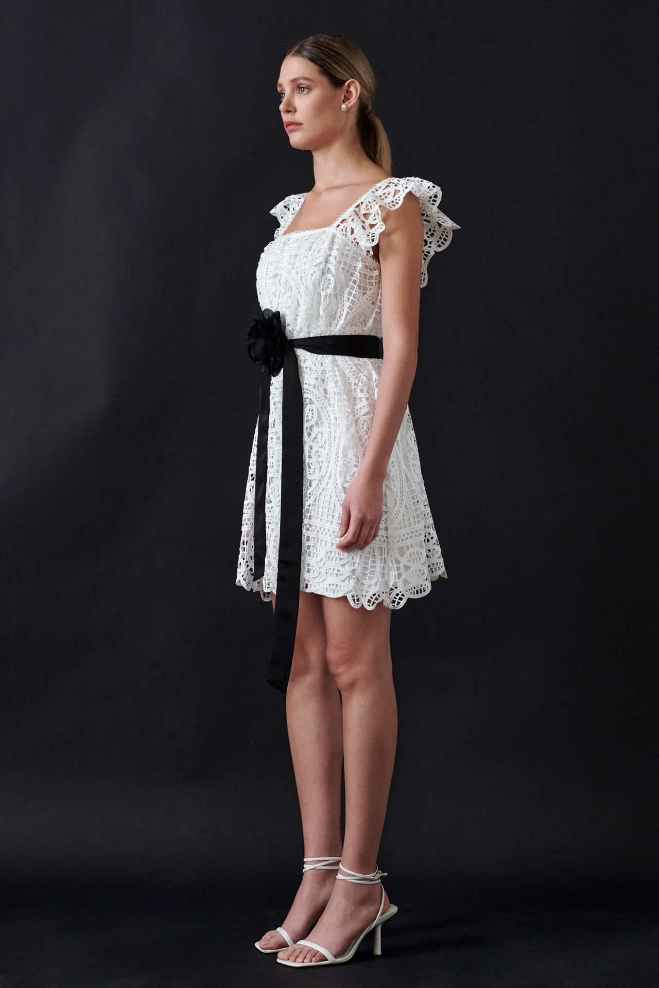 Flounce Laced Mini Dress