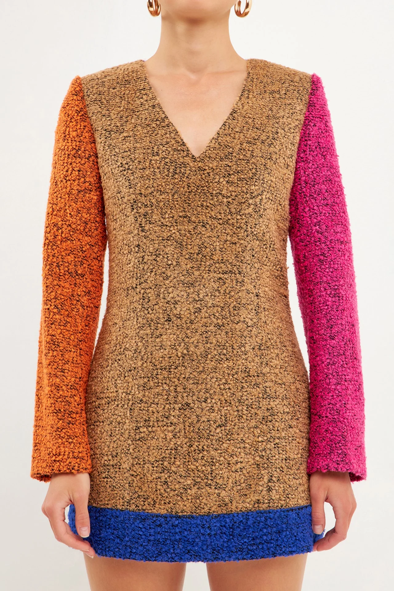 Tweed Colorblock Mini Dress