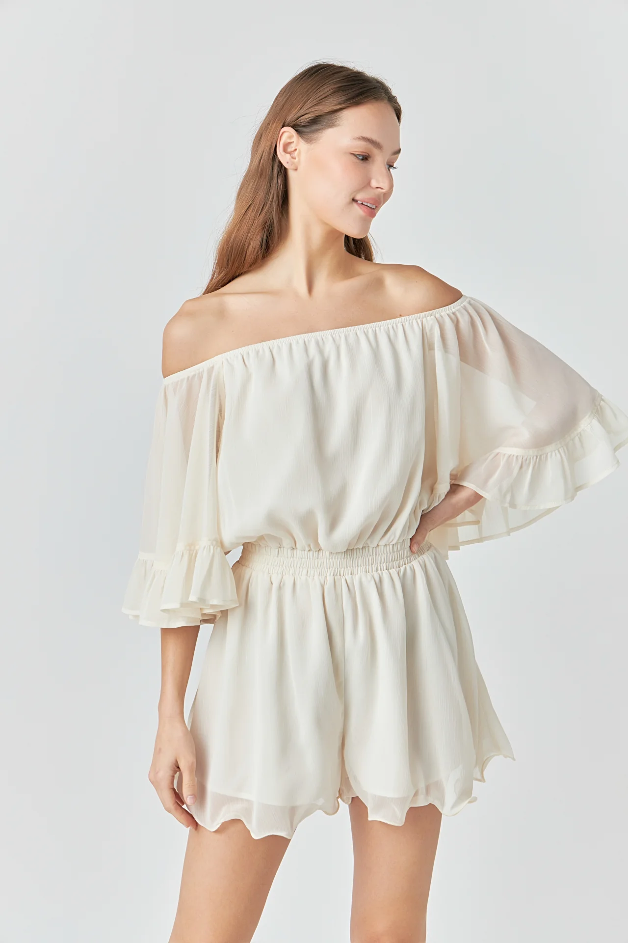 Ruffled Sleeve Romper