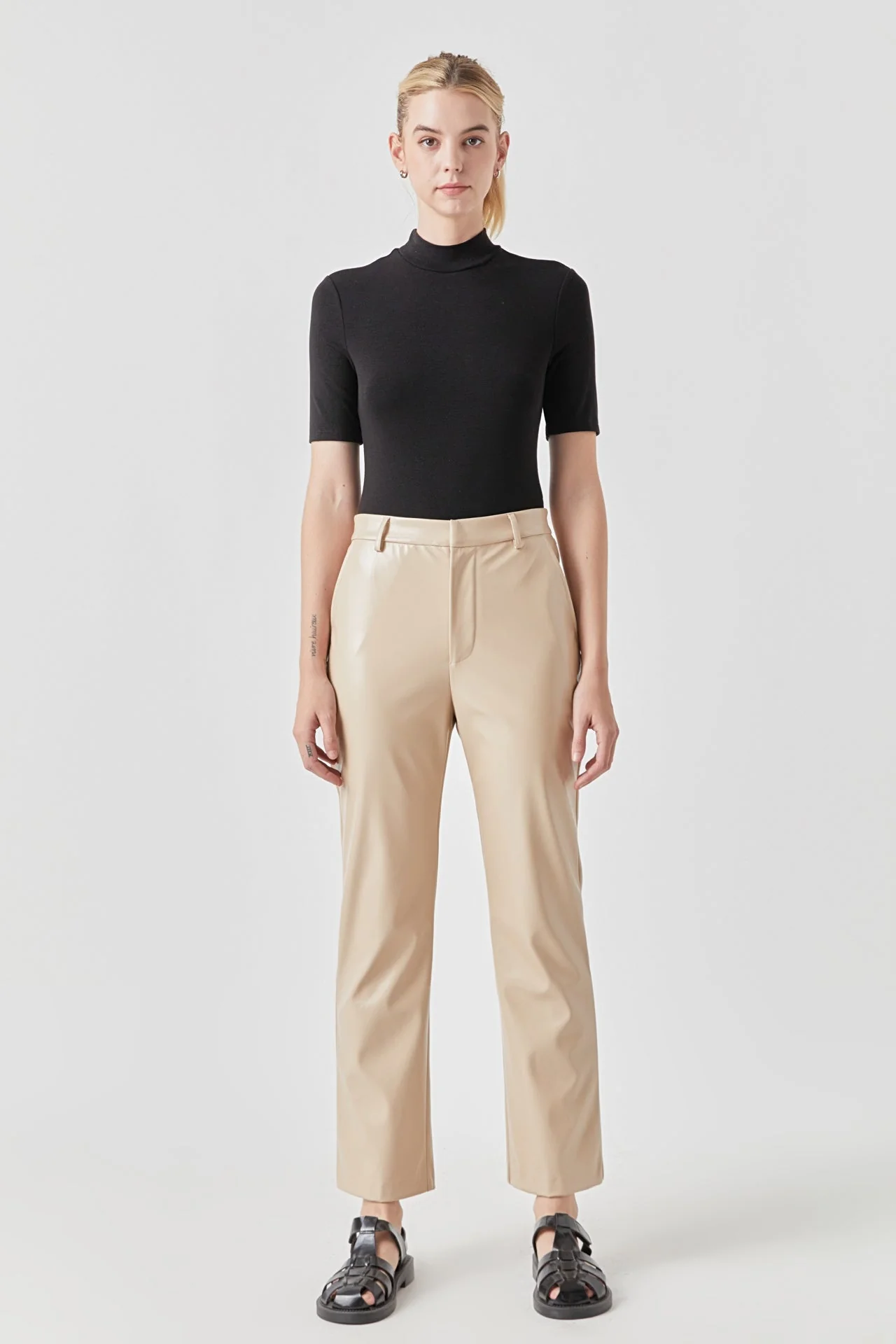 Shiny High-Waisted Faux Leather Pants