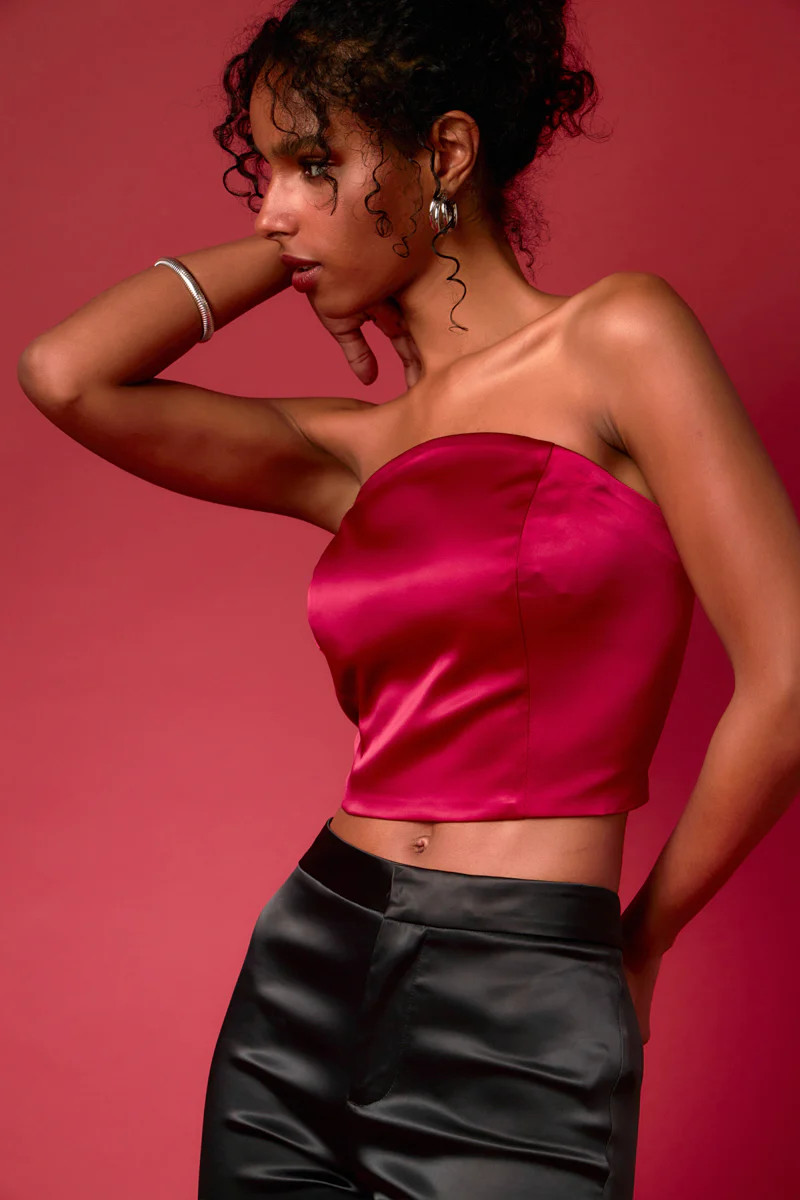 Satin Strapless Curved Bustier