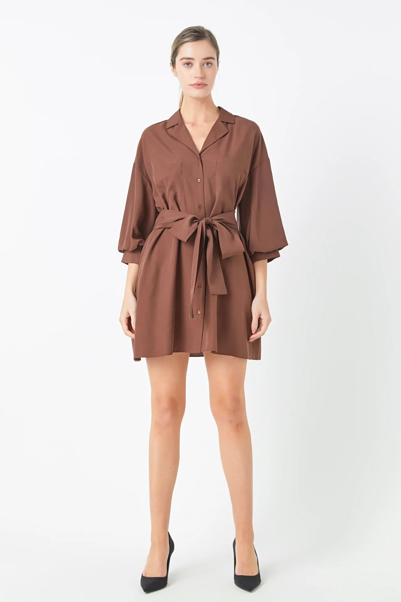 Belted Mini Shirt Dress