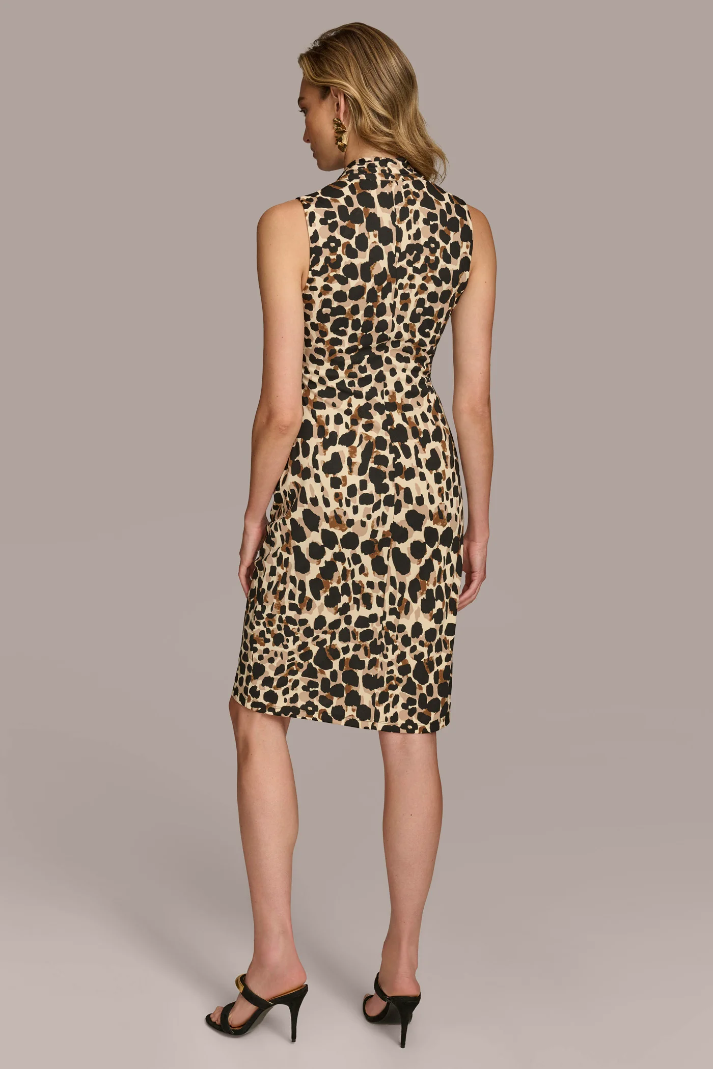 V-NECK LEOPARD MIDI DRESS
