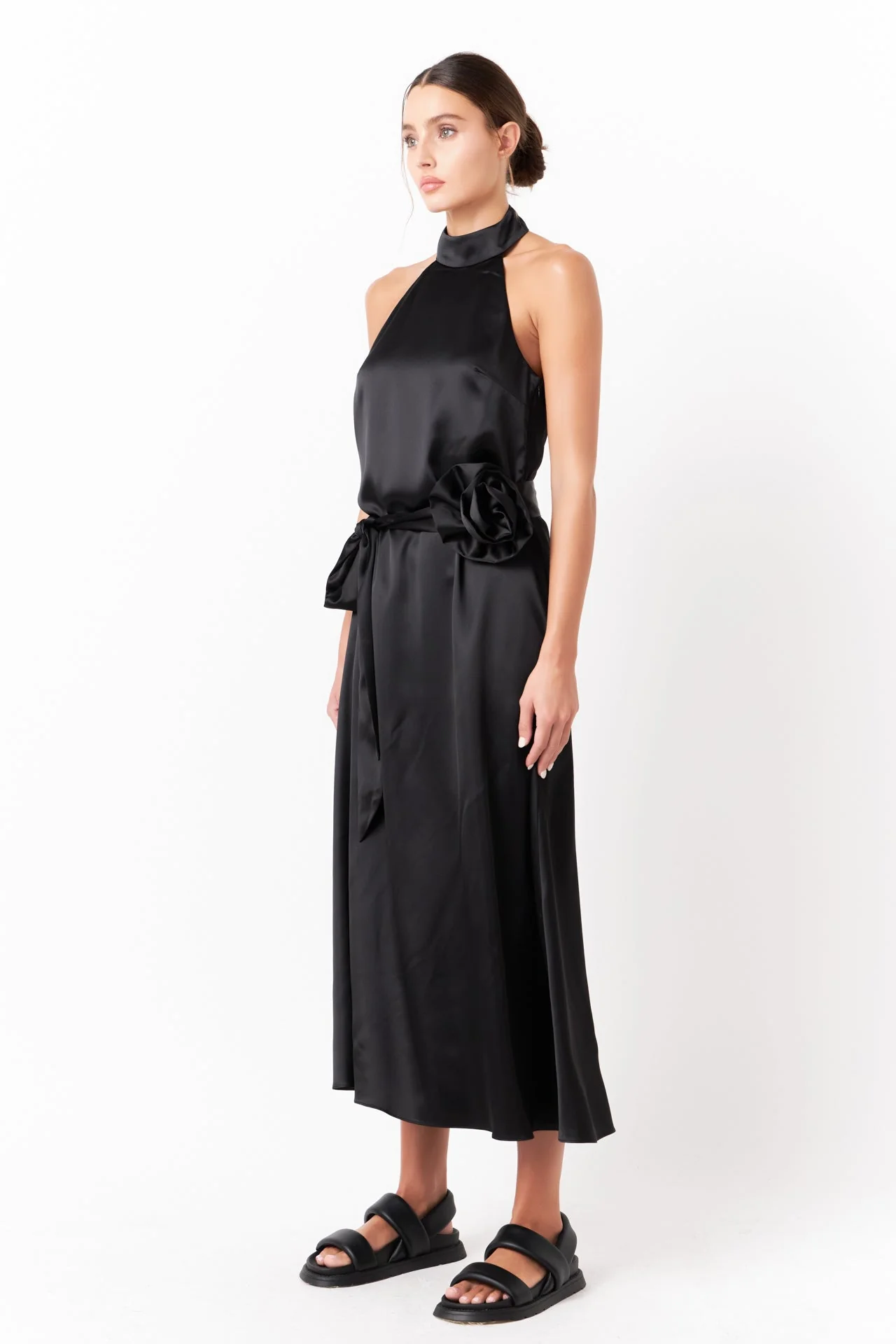 Satin Halter Maxi Dress