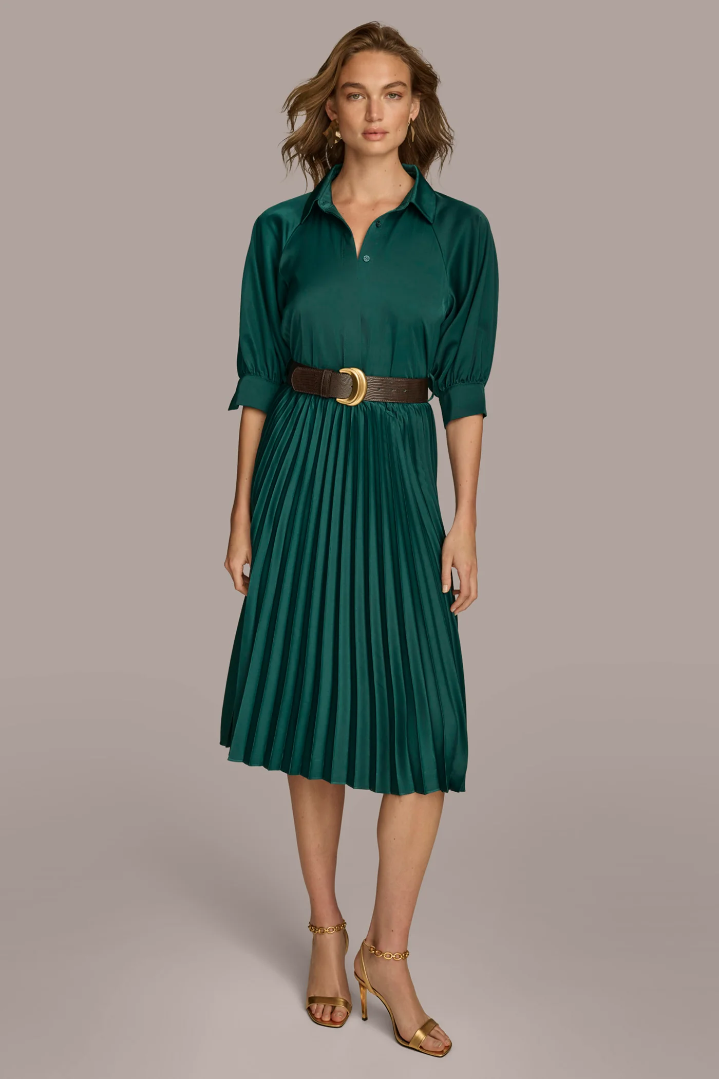 PLEATED SHIRT DRESS