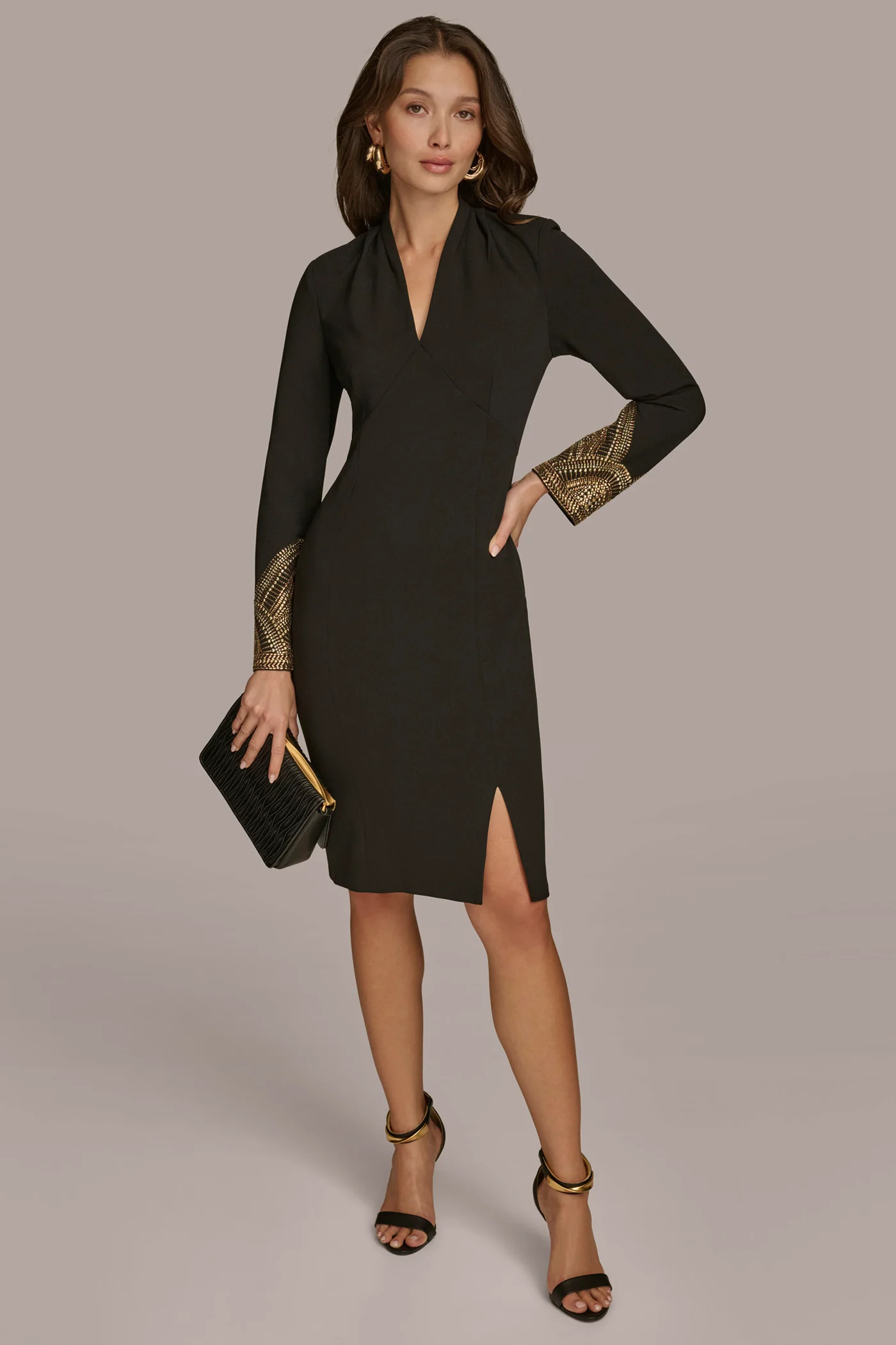 HOT FIX TRIM SHEATH DRESS