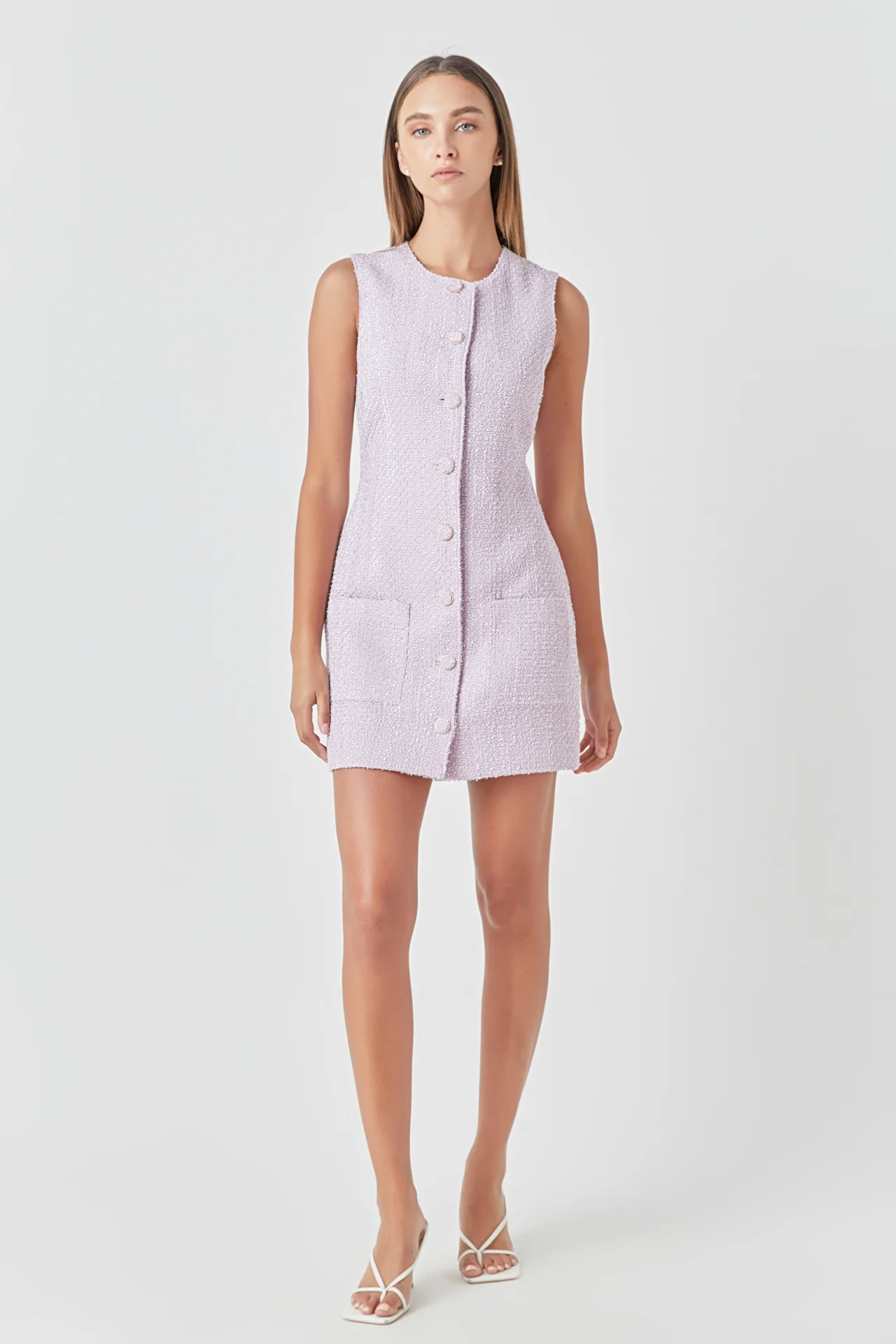 Sleeveless Tweed Mini Dress